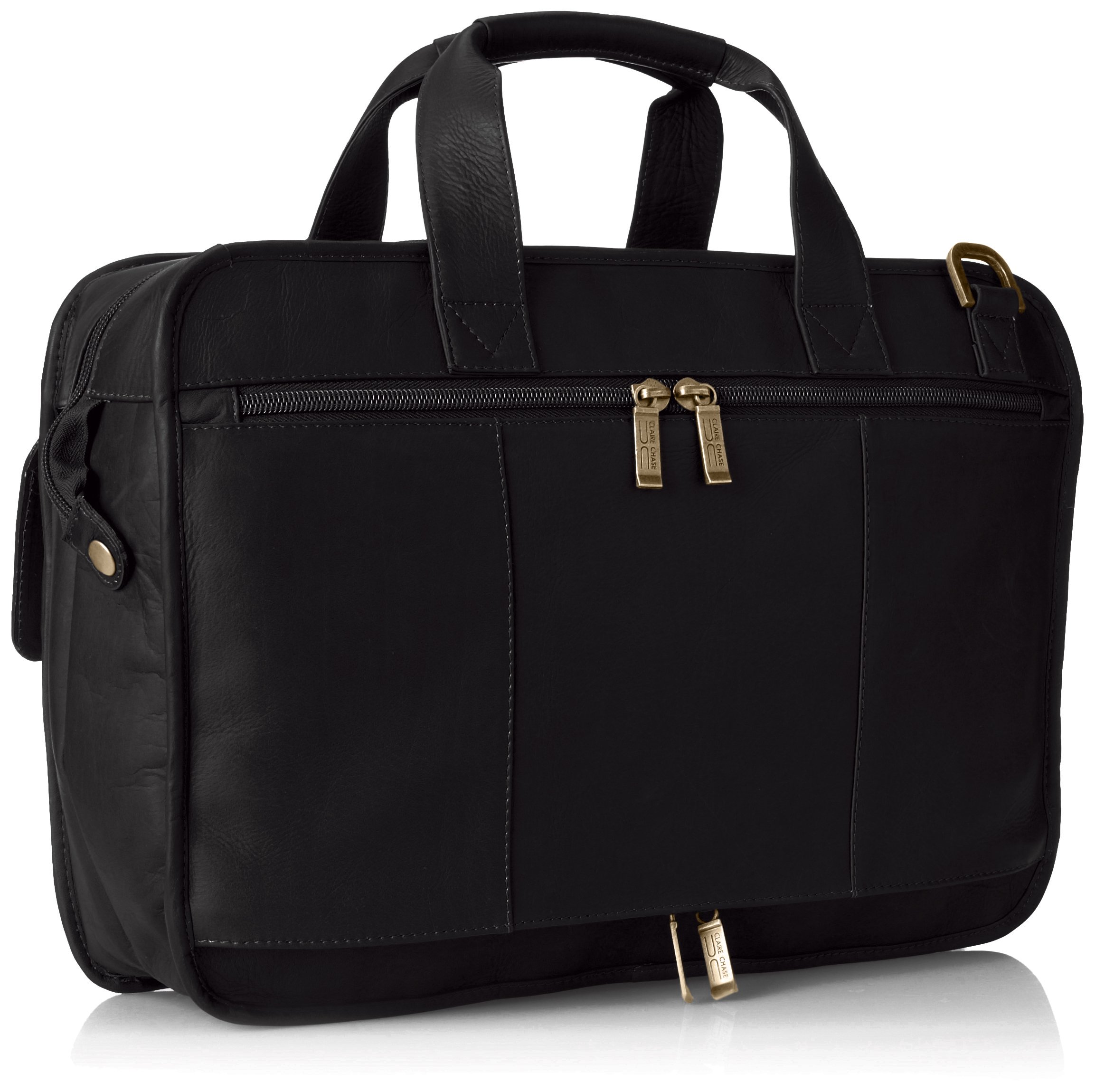 Claire Chase Slimline Executive Briefcase for Business Professionals - Black Leather Laptop Bag - Perfect for Office, Travel & Meetings