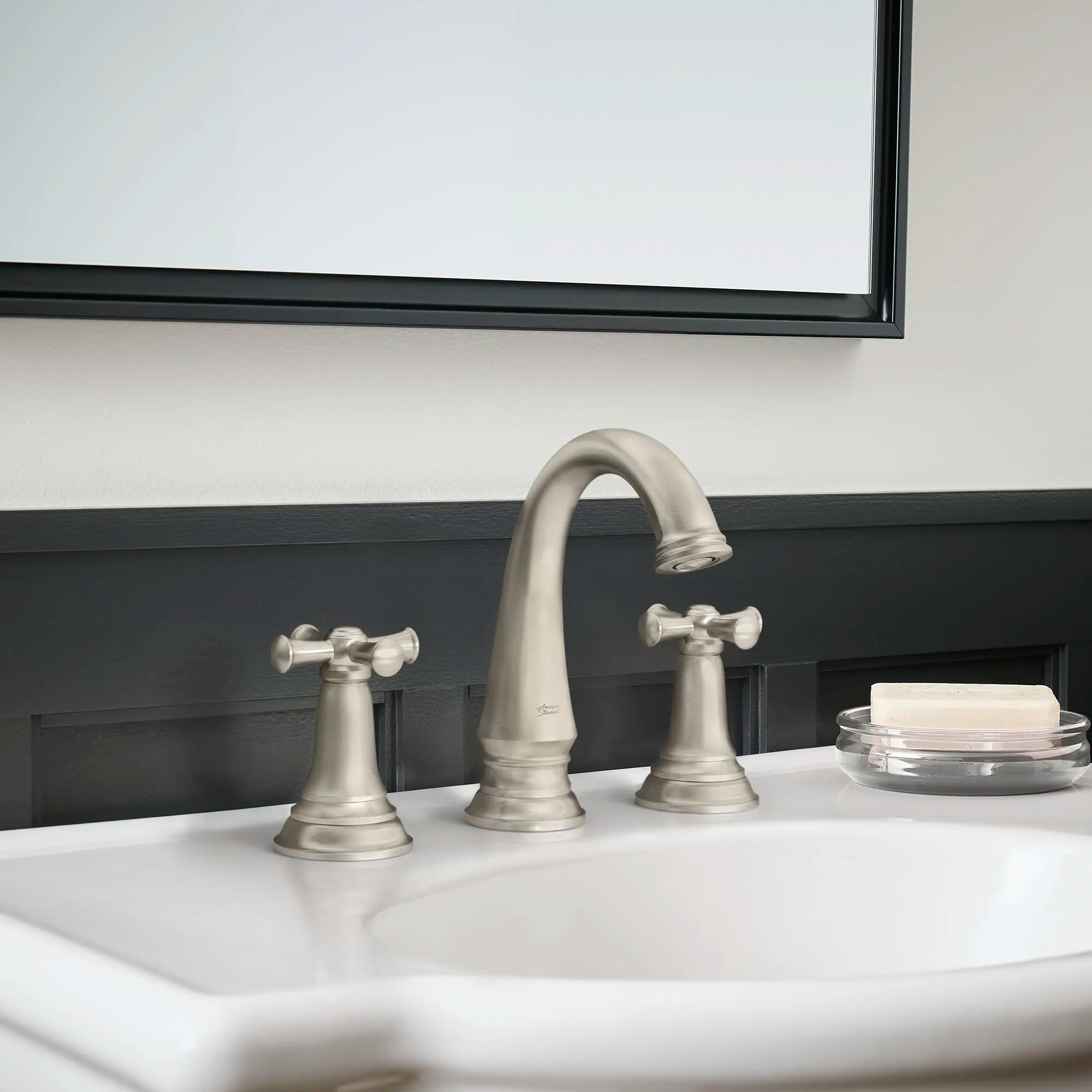 Delancey® 8 Inch Widespread 2 Handle Bathroom Faucet - 1.2 GPM/4.5 LPM Low Flow Water-Saving Design - Cross Handles for Classic Style - Perfect for Vanity, Powder Room & Guest Bathroom Installation