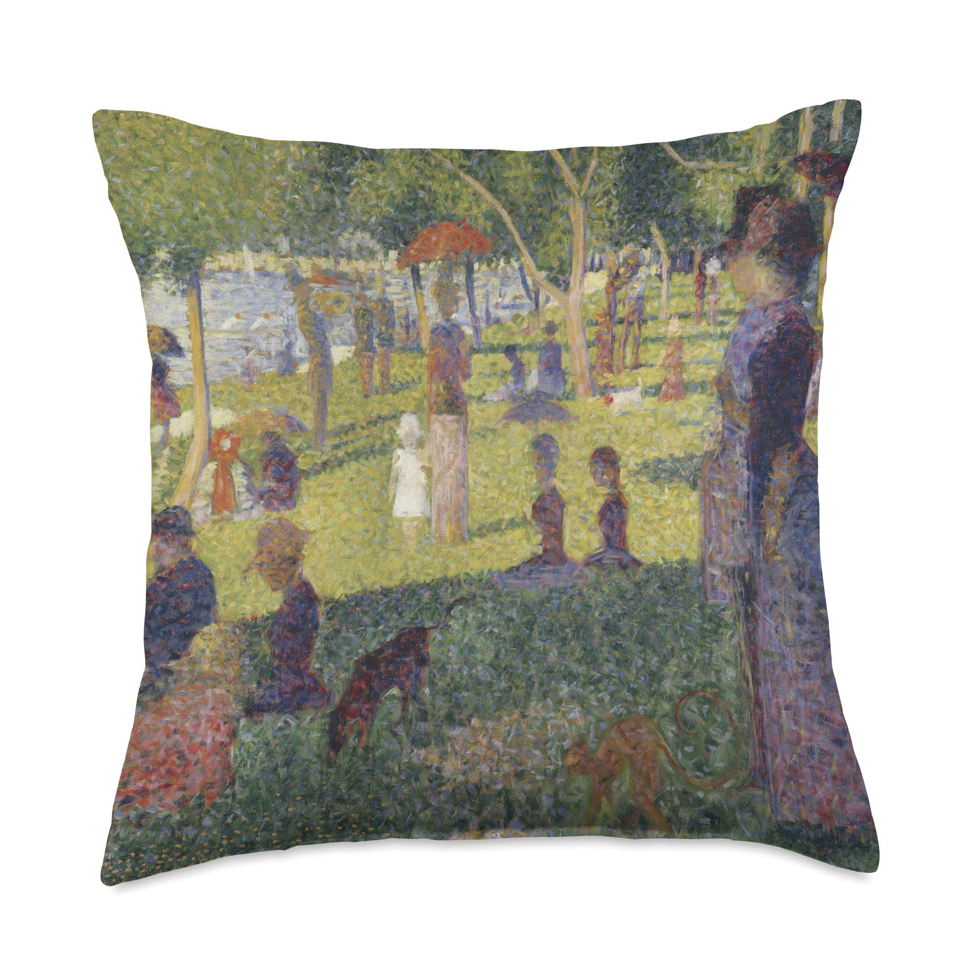 Georges Seurat 'A Sunday Afternoon on the Island of La Grande Jatte' Inspired Throw Pillow Cover - Pointillism Art Home Decor for Living Room, Bedroom & Office
