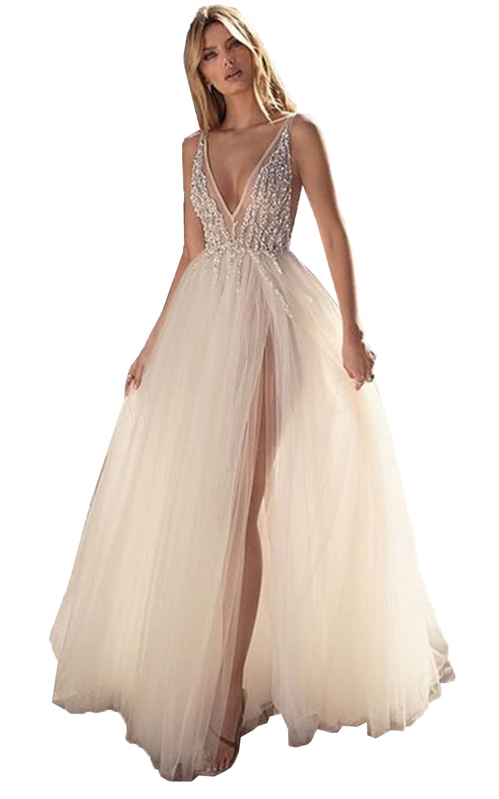 Elegant A-Line Backless Lace Beach Wedding Dress for Women – Perfect for Summer Brides, Beach Ceremonies, and Romantic Outdoor Weddings