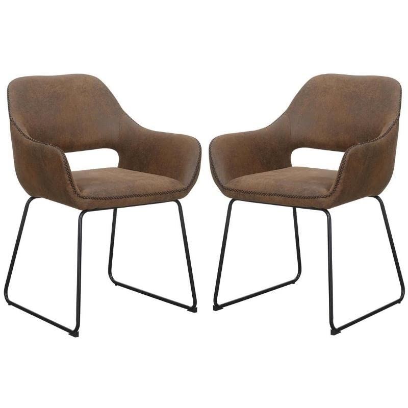 Home Square Samantha Antique Brown Accent Chair Set of 2 - Living Room Furniture, Accent Chairs for Bedroom, Office, Reading Nook & Lounge Areas