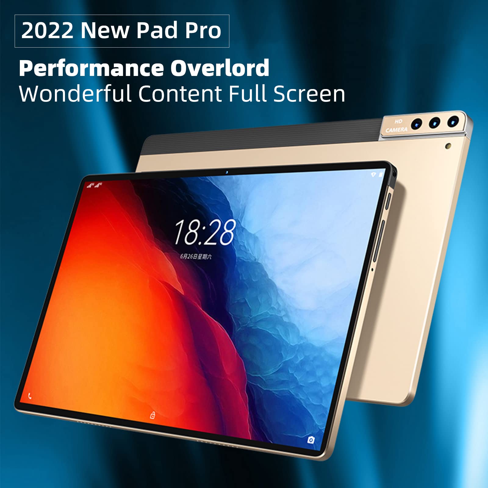 10 Inch Android Tablet with X30 Flagship Chip - HD Display, Android 10 OS, 20W Fast Charging, Smart Split Screen - Perfect for Students & Office Work (Gold) | Portable Study, Business & Entertainment Device