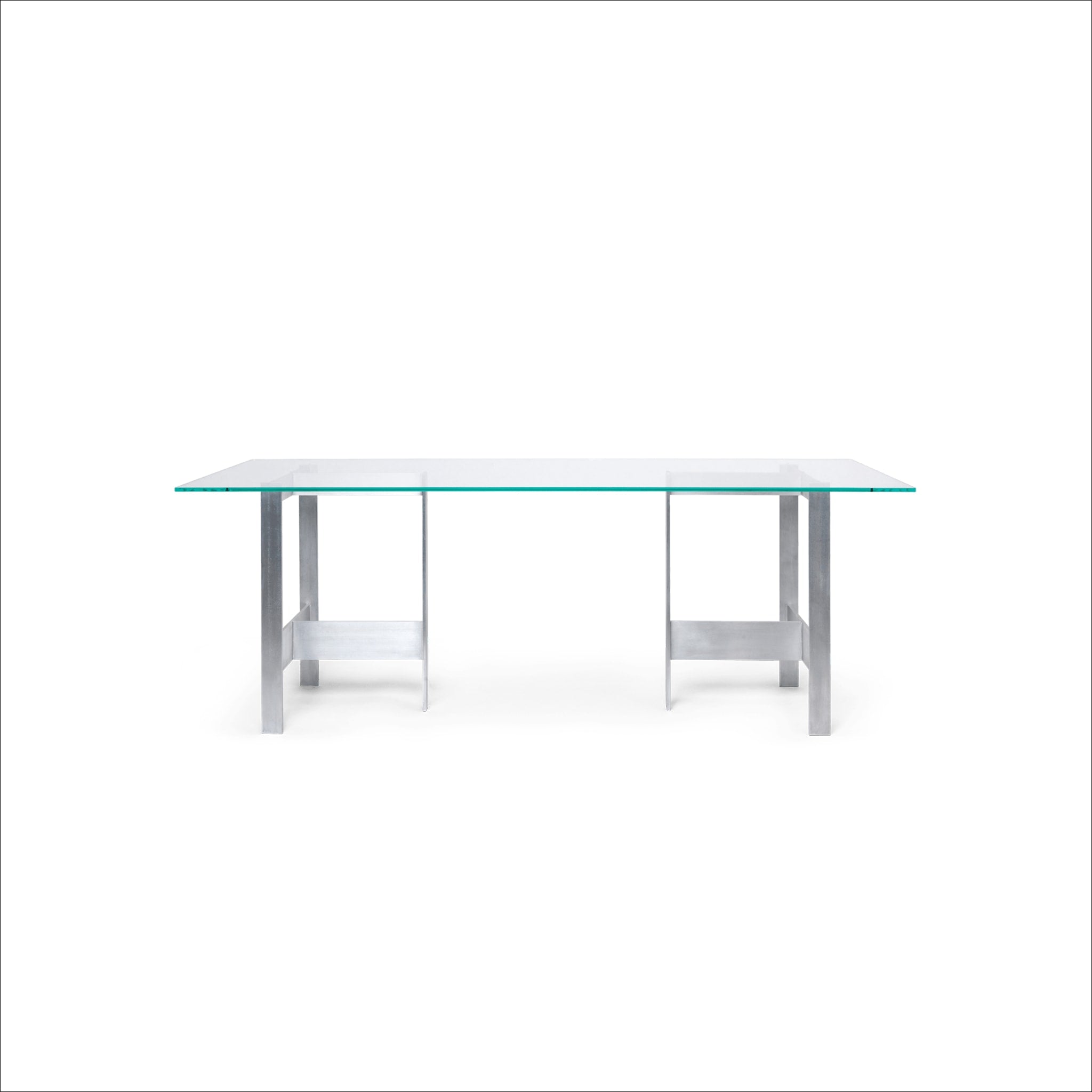 FERM LIVING Lager Dining Table - 90x200cm Modern Glass & Aluminum Dining Table for Kitchen, Dining Room | Perfect for Small Spaces & Contemporary Home Decor