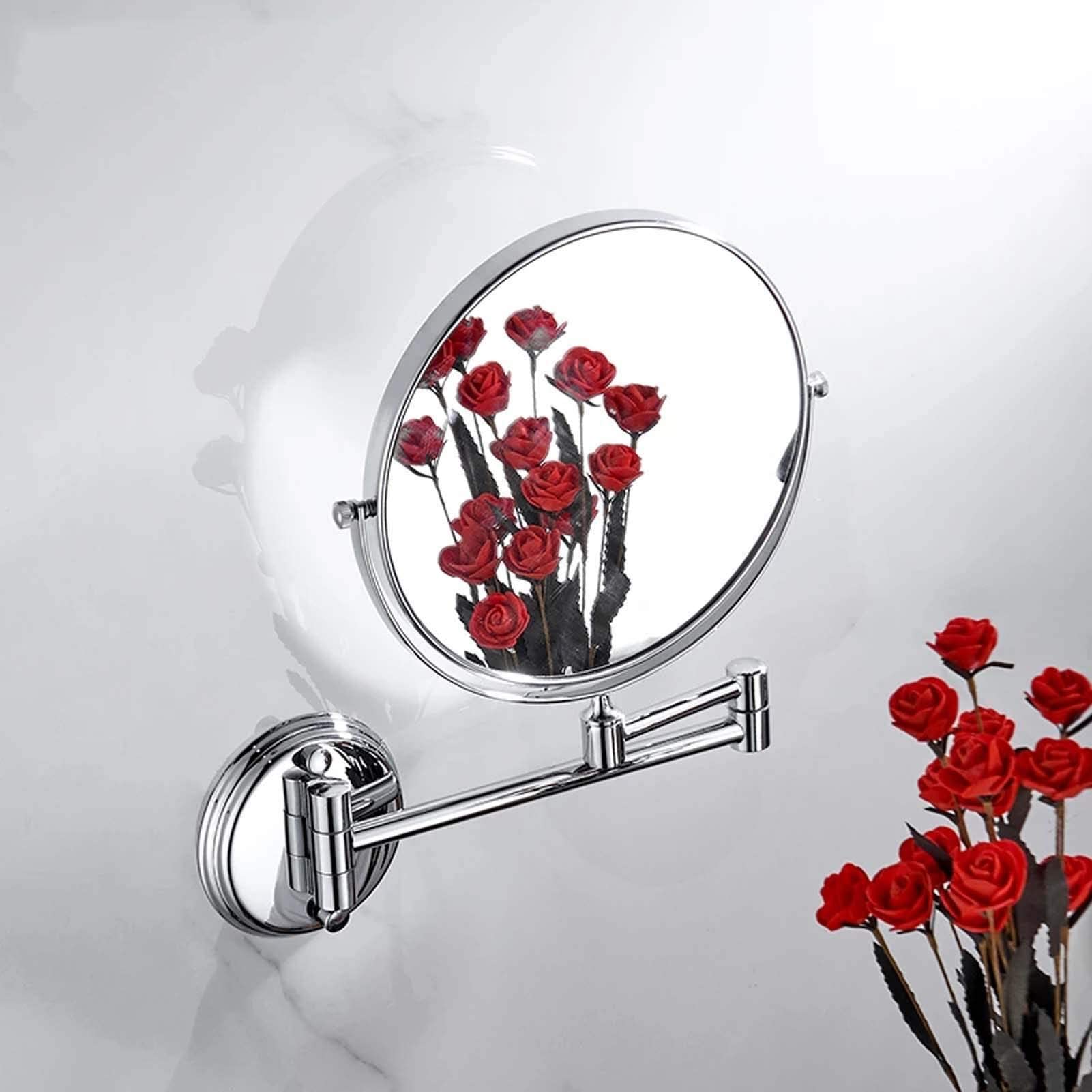 LADYG Wall Mounted Makeup Mirror with 3X/5X/7X/10X Magnification - 360° Swivel Extendable Cosmetic Vanity Mirror for Bathroom & Shaving - Round Chrome Nickel Finish (3X Magnification) - Perfect for Makeup Application, Grooming & Skincare Routines