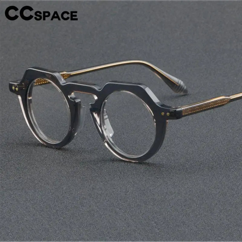 CCspace Women's Full Rim Flat Top Round Acetate Eyeglasses Frame 56936 - Stylish & Lightweight for Work, Reading & Everyday Fashion