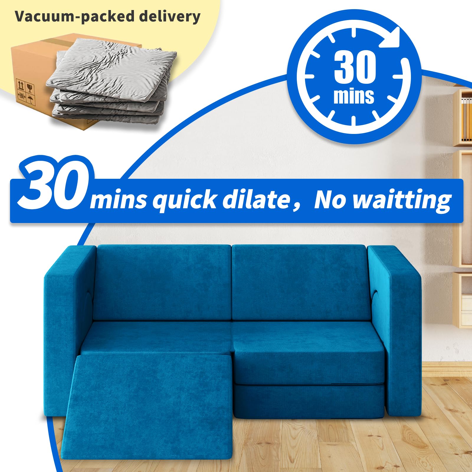 10PCS Modular Kids Play Couch with Climbing Slope - 10-in-1 Toddler Sofa for Playing, Creativity & Sleeping - Indoor Children's Furniture for Boys & Girls (Blue) - Perfect for Playrooms, Bedrooms & Daycare Centers