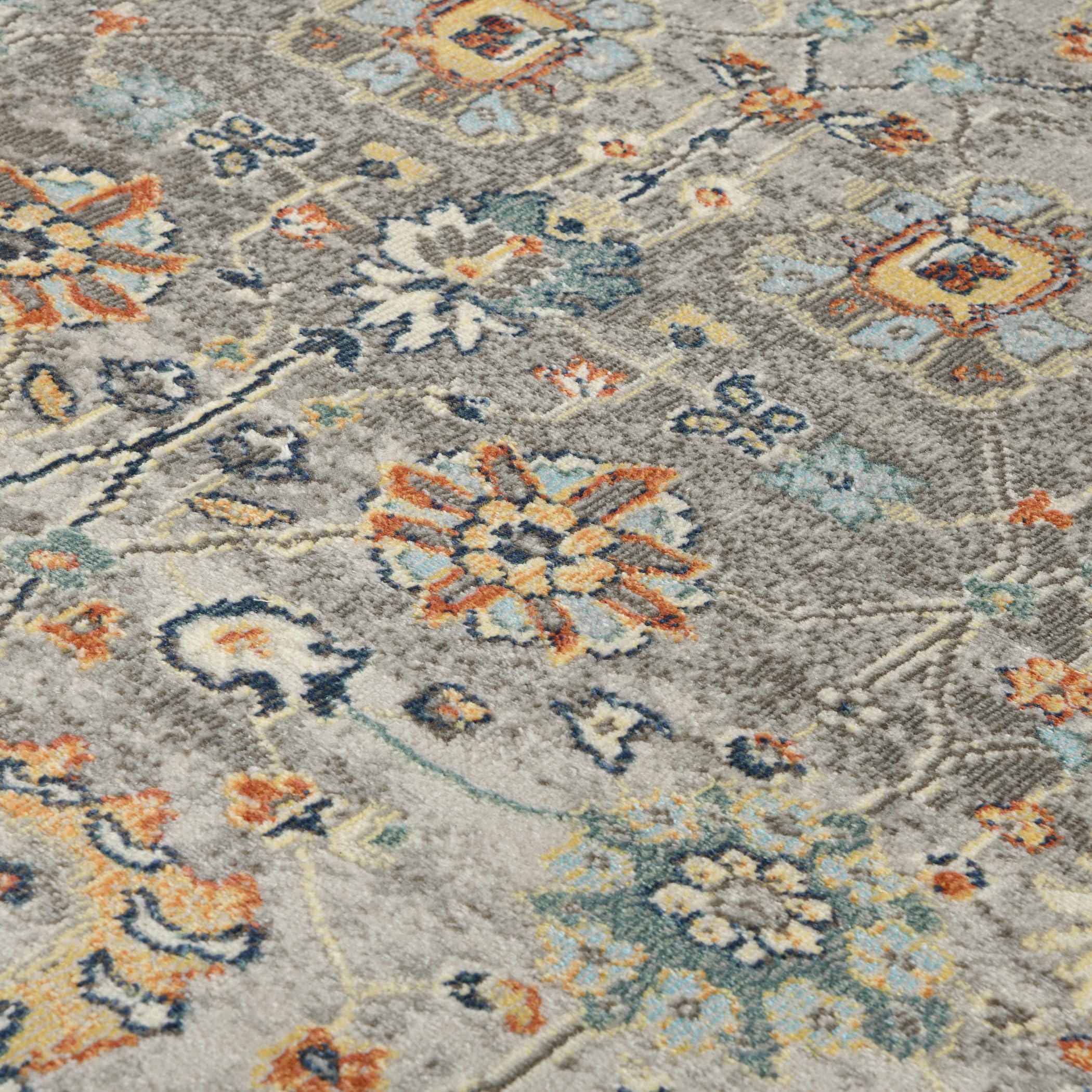 AMER Rugs Bohemian Hialeah Collection 8x10 Indoor/Outdoor Area Rug - Machine Washable Grey Bohemian Rug for Living Room, Bedroom, Dining Room, Kitchen | Perfect for Home Decor, Patio & High Traffic Areas