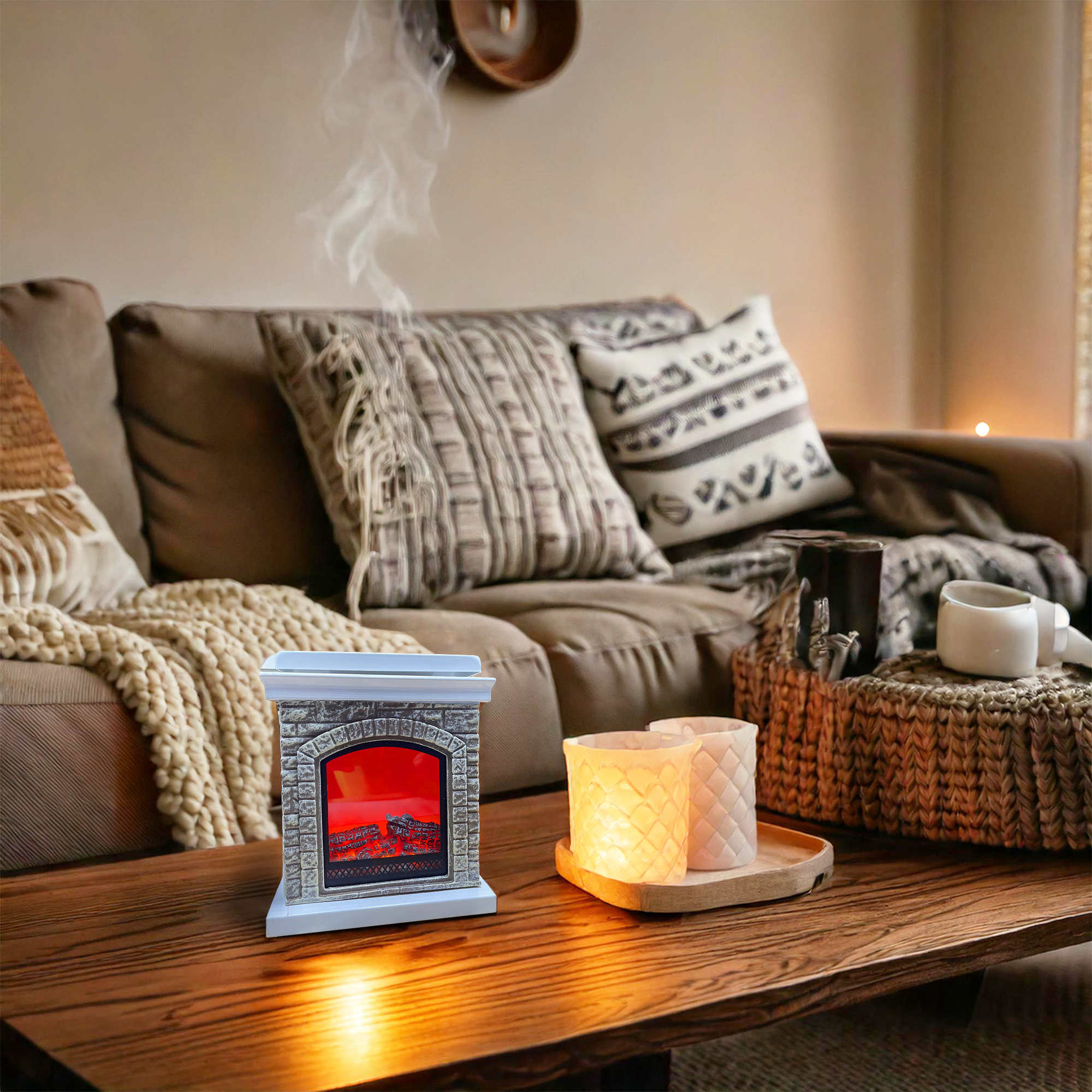 Electric Wax Warmer with Crackling Fireplace Effect - Aromatherapy Wax Melt Burner for Home, Office & Spa Relaxation