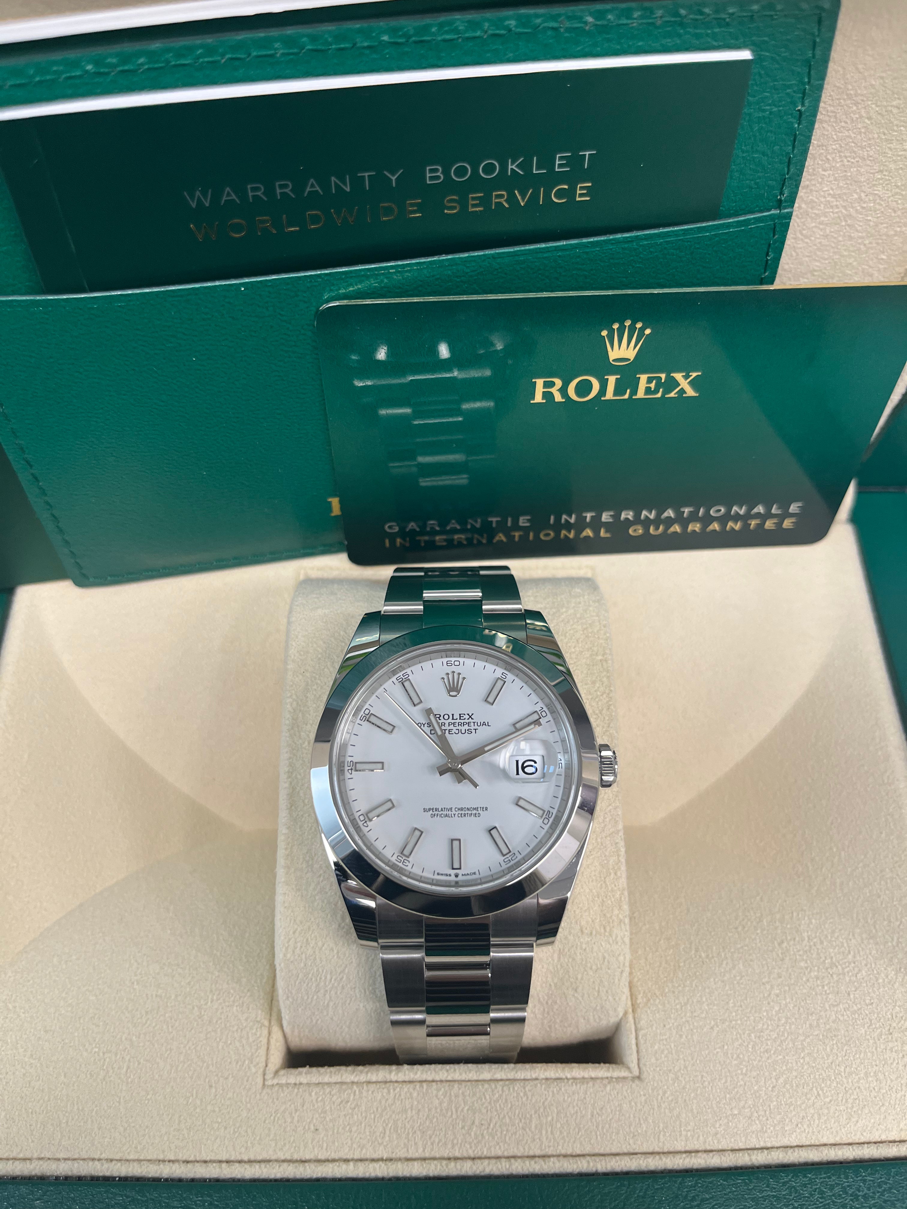 Rolex Datejust 41mm Stainless Steel Watch with Oyster Bracelet & White Index Dial - Ref 126300 - Perfect for Business, Luxury Events & Everyday Wear
