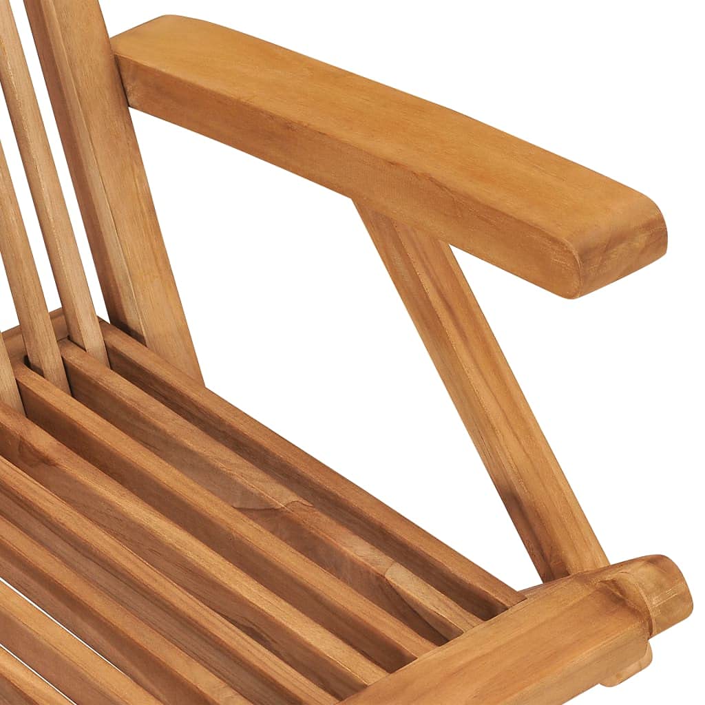 2-Pack vidaXL Folding Teak Wood Patio Chairs with Armrests - Outdoor Garden Dining, Camping & Beach Seating - Stable Foldable Design for Easy Storage - Perfect for Backyard, Deck & Poolside Relaxation
