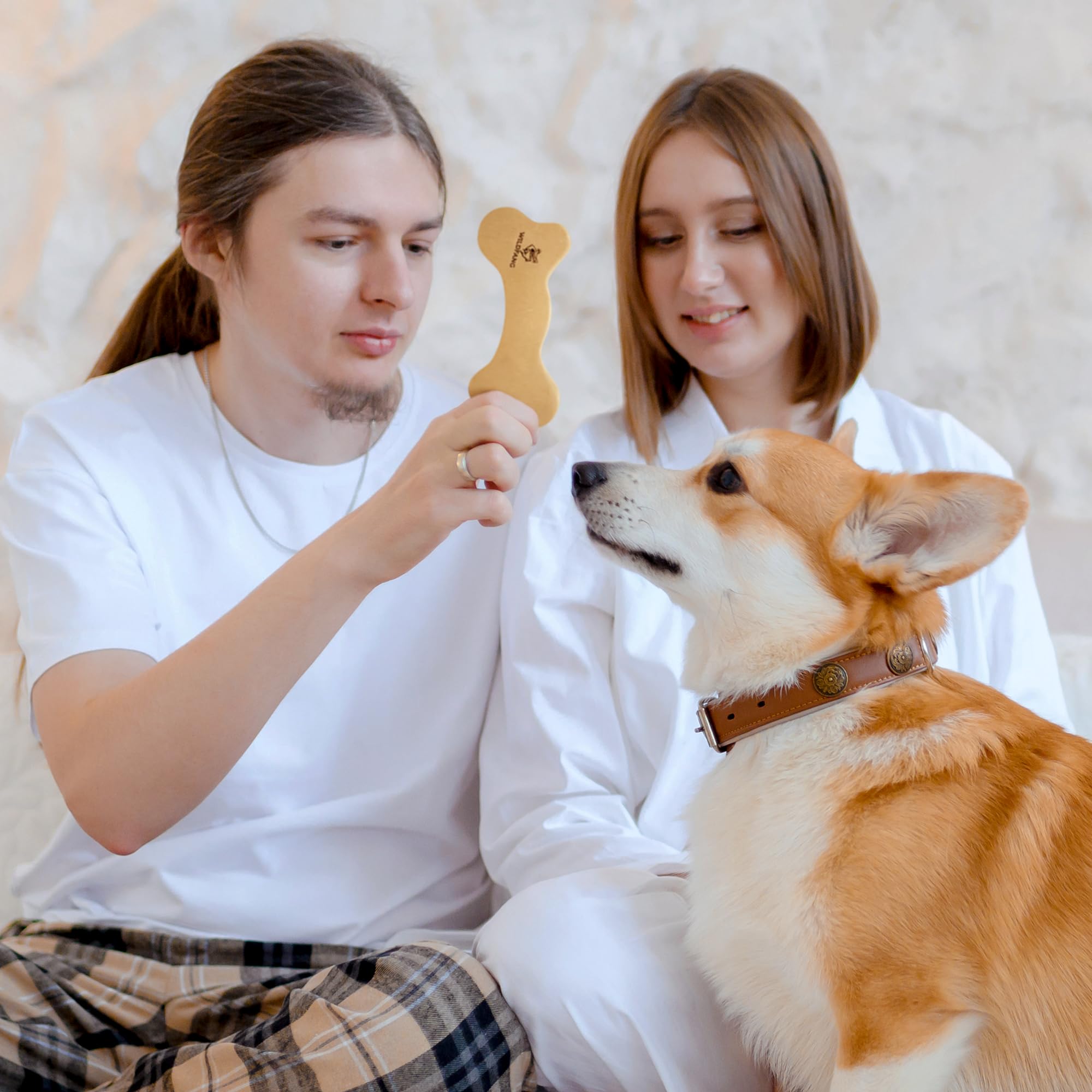Premium Wildfang Leather Bones for Dogs - Durable Long-Lasting Natural Leather Chew Toys for Aggressive Chewers, Puppy Teething, and Dental Health - Set of 3 - Perfect for Training, Playtime & Anxiety Relief