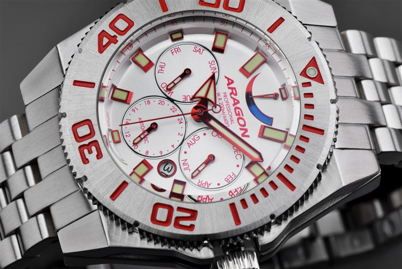 ARAGON Silverjet 9100 A041RED Men's Luxury Chronograph Watch - Waterproof Stainless Steel Dress Watch for Business, Formal & Special Occasions
