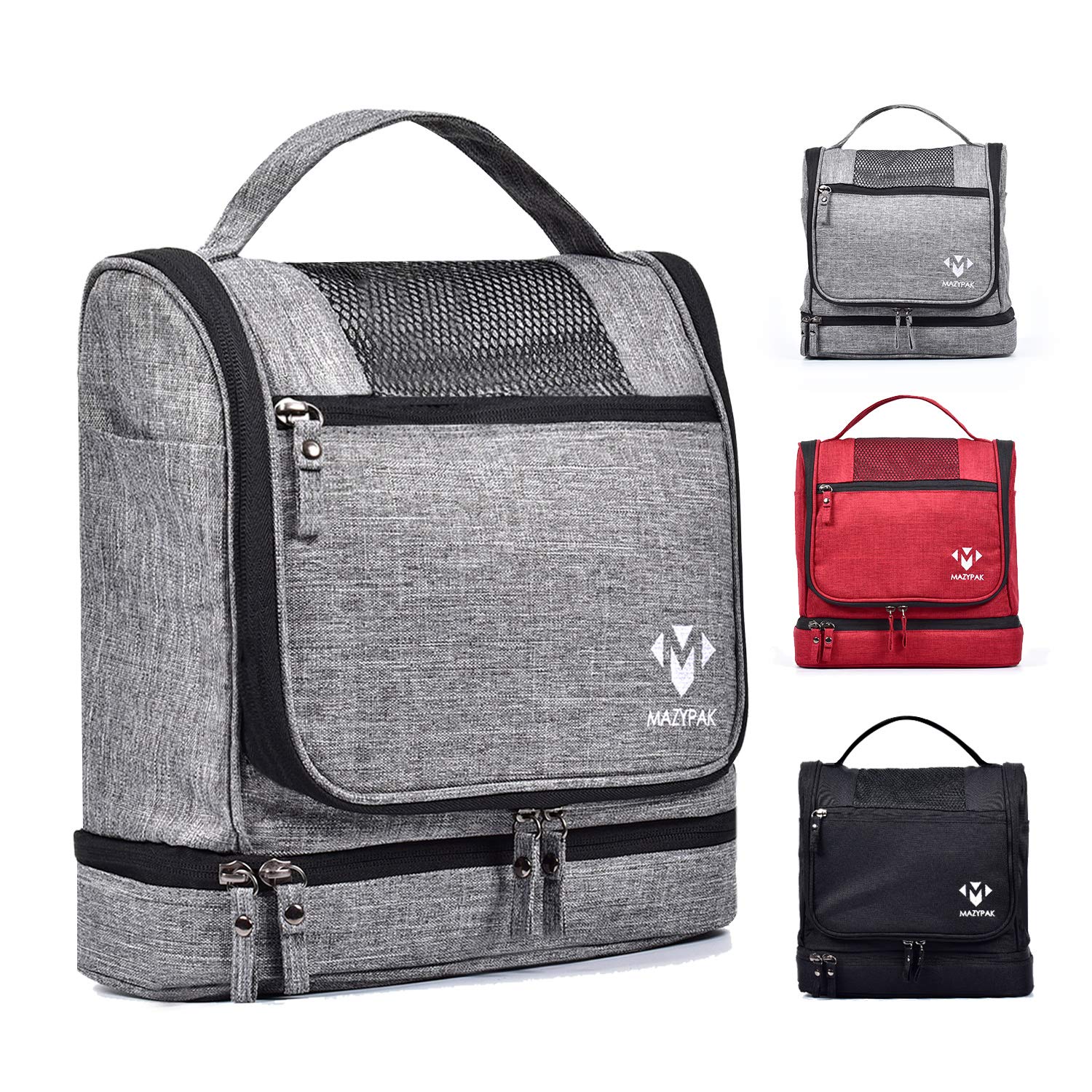 Premium Hanging Travel Toiletry Bag for Men & Women - Large Capacity 11-Compartment Organizer with 3F Zipper, Metal Hook & Waterproof Nylon (Grey) - Ideal for Air Travel, Camping & Gym - Wet/Dry Separation Design