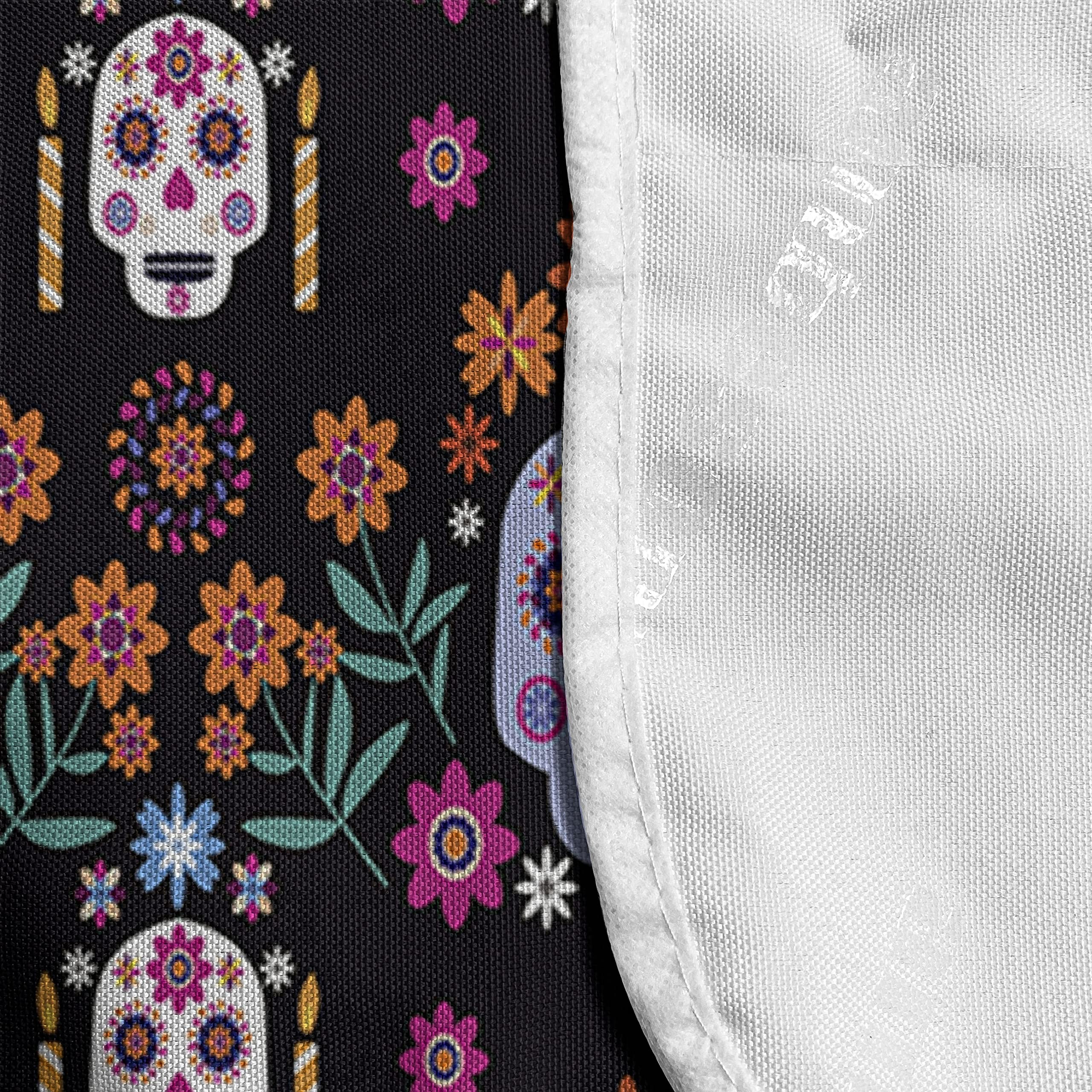 Ambesonne Dia De Los Muertos Microwave Cover - Mexican Sugar Skull & Floral Pattern Waterproof Kitchen Organizer with Pockets, 36