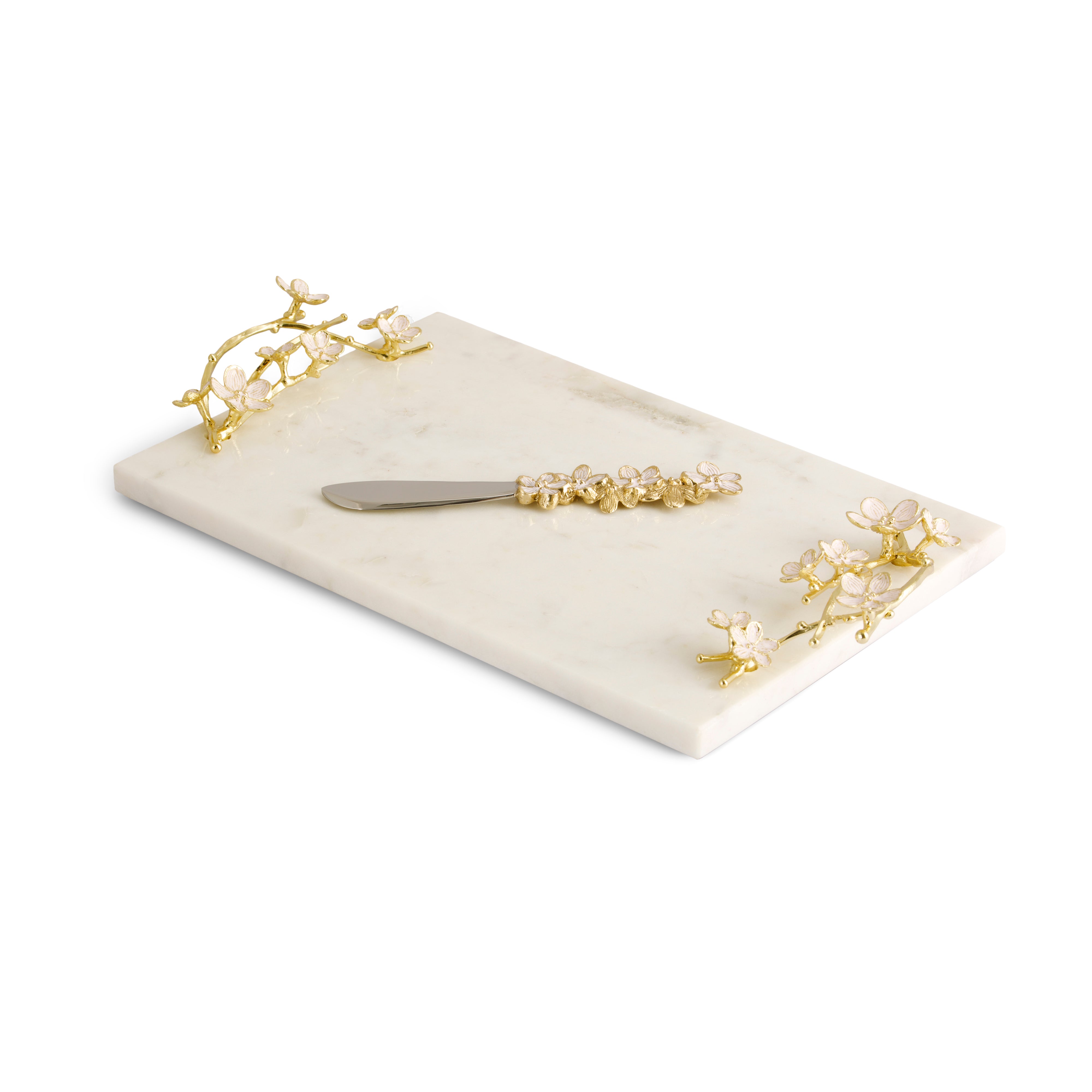 Cherry Blossom Small Cheese Board with Knife - Elegant Bamboo Cheese Serving Tray for Wine Parties, Charcuterie & Entertaining