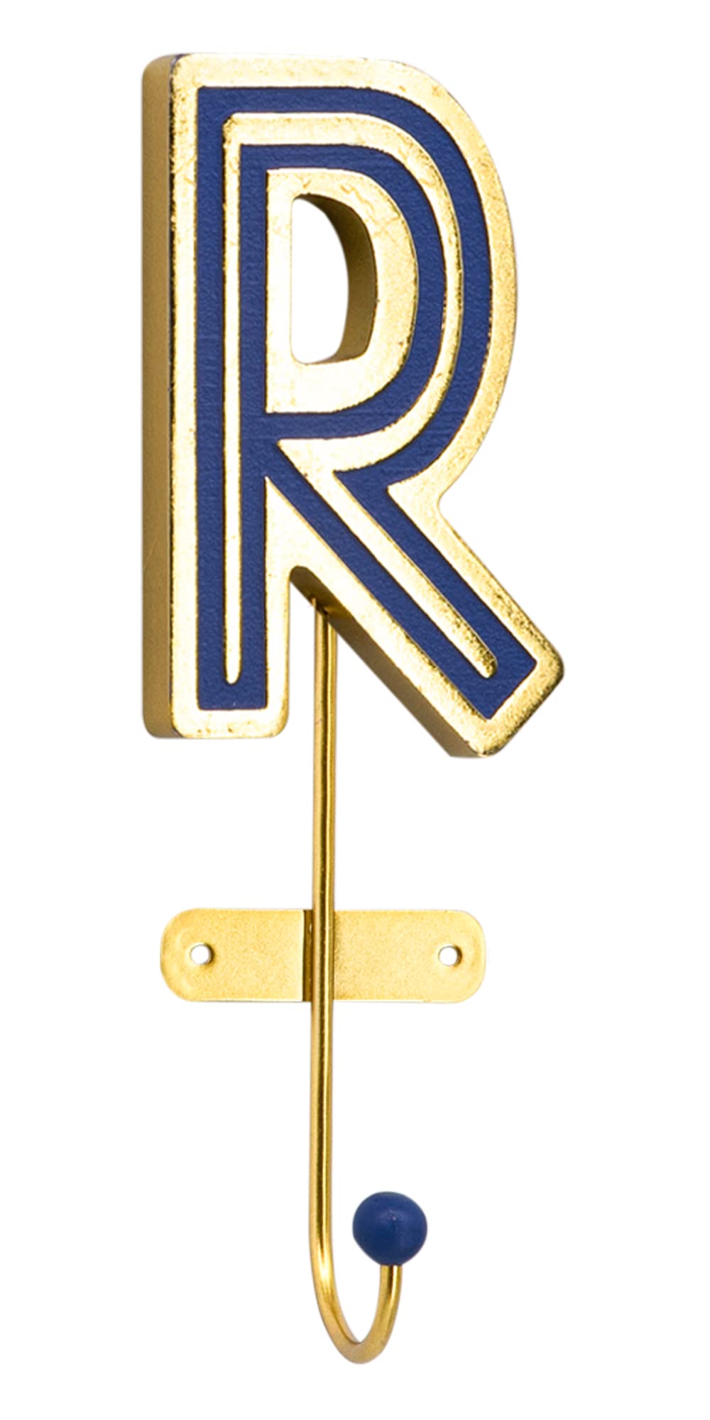 Collective Home - Gold Monogram Wall Hooks for Hanging Coats, Scarves & Bags | Decorative Wood Letter Wall Decor for Bedroom, Living Room & Entryway | Rustic Home Organization & Stylish Storage Solution