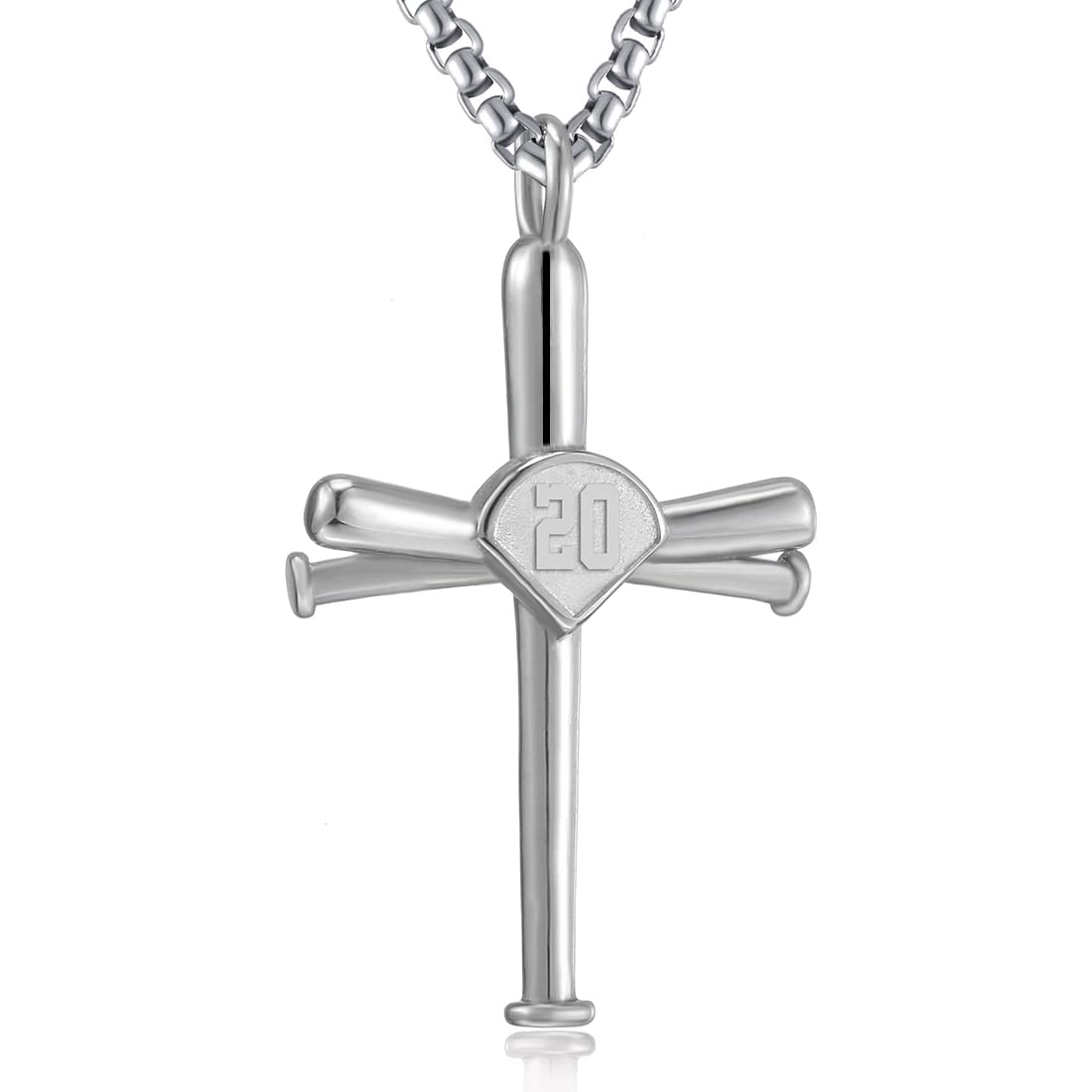 Stainless Steel Baseball Cross Pendant Necklace for Men - Sports Jewelry Gift for Athletes & Boys - Perfect for Baseball Games, Training & Fan Apparel