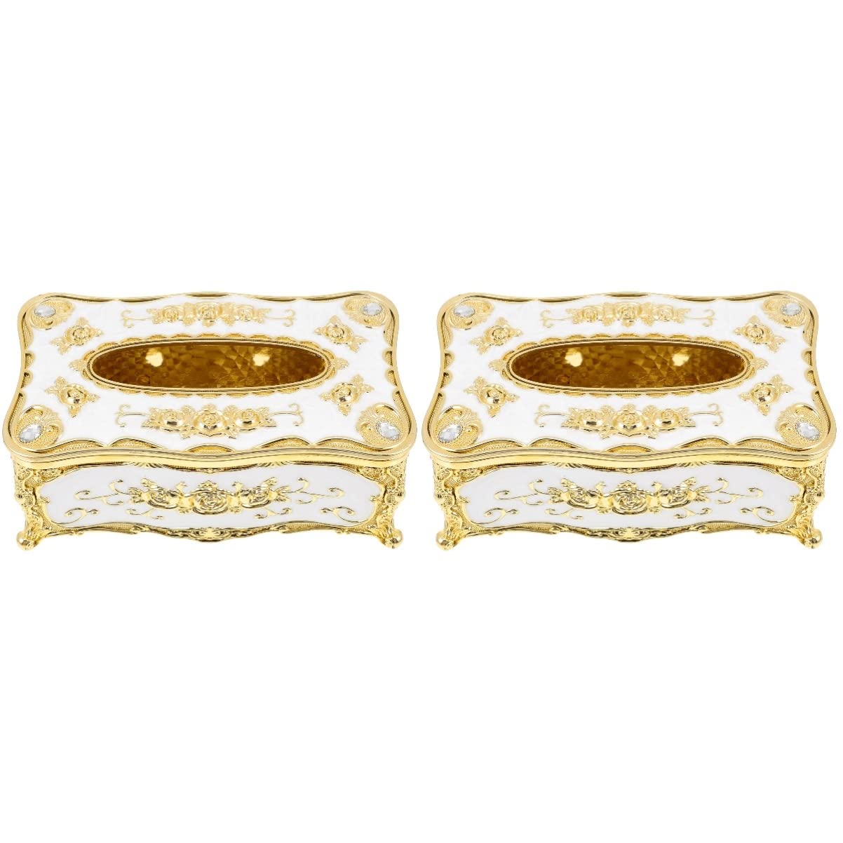 Vintage Retro Tissue Box Cover - 2 Pack Decorative Rectangular Tissue Dispenser Holder for Living Room, Bathroom & Bedroom Decor
