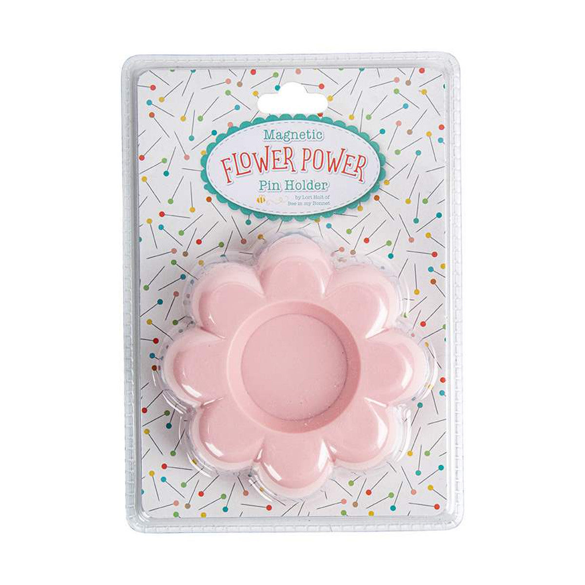 Lori Holt Pink Flower Power Magnetic Dish for Pins - Perfect for Sewing, Quilting, and Craft Organization | Decorative Magnetic Holder for Needles, Pins, and Small Metal Items
