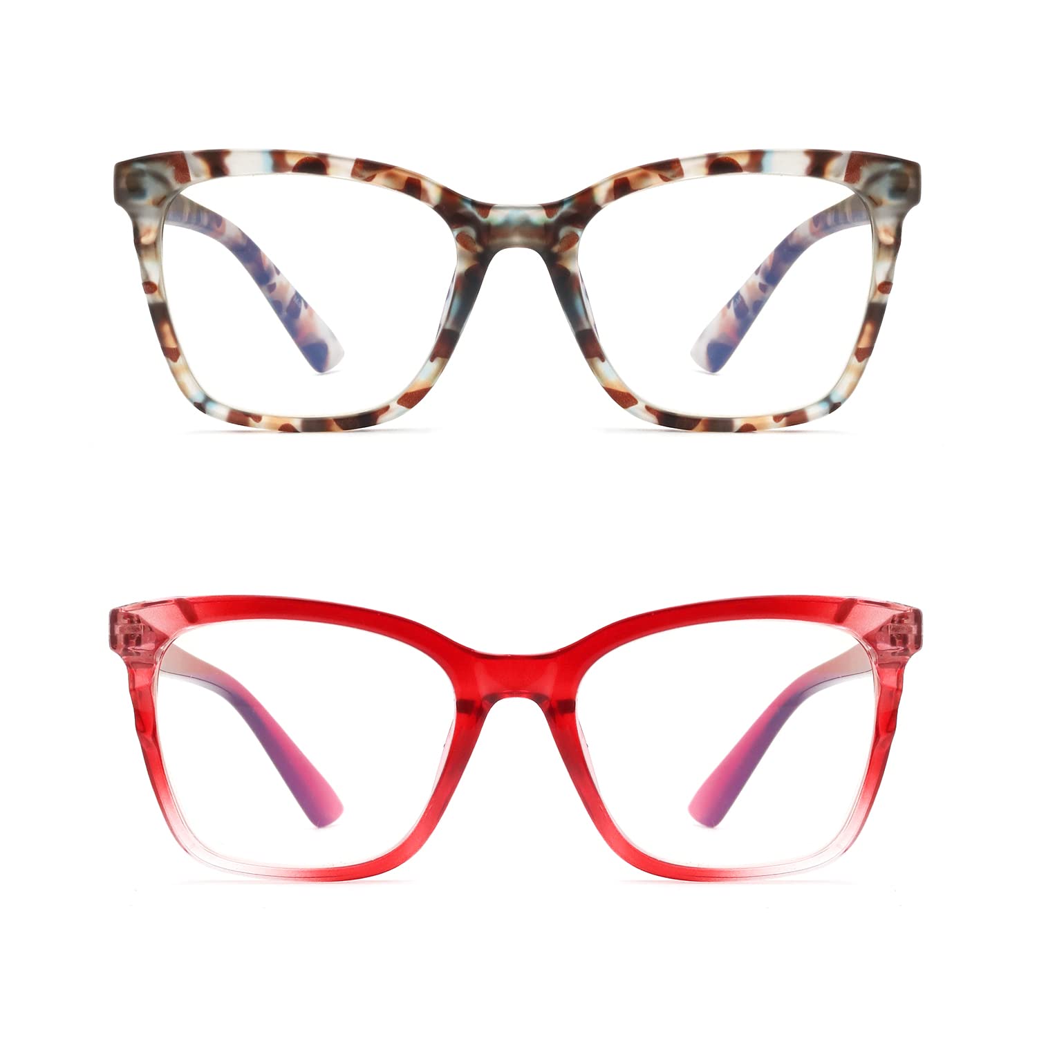 Houocon Stylish Blue Light Blocking Reading Glasses for Women - Fashionable Computer & Gaming Eyewear with UV Protection - Perfect for Office Work, Online Classes & Screen Time