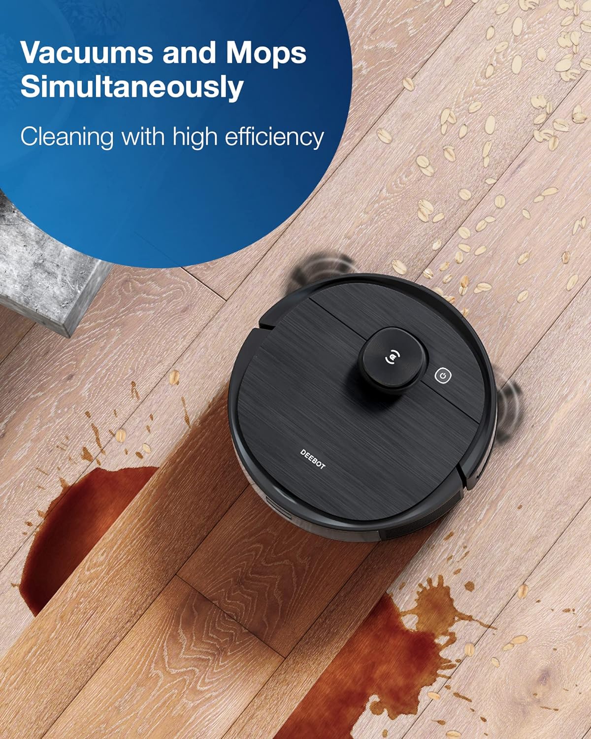 Ecovacs DEEBOT OZMO T8 AIVI Robot Vacuum and Mop Combo - Smart AI Laser Mapping, Object Recognition, Live Video Monitoring, 180min Runtime - Ideal for Hardwood Floors, Carpets & Pet Hair Cleaning (Black)