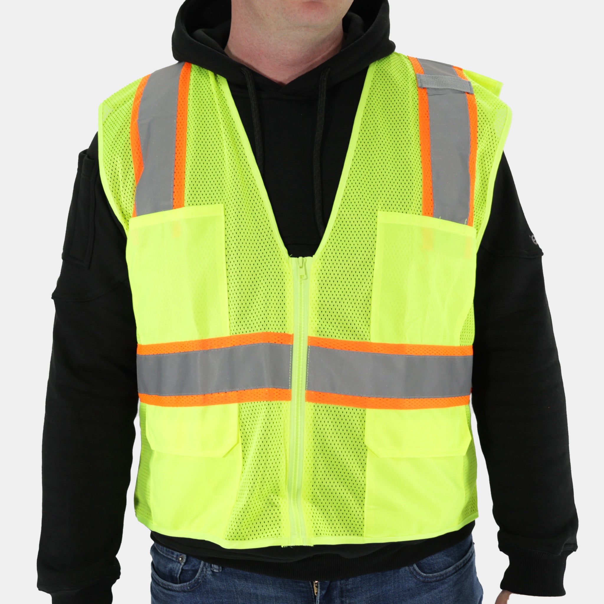High Visibility Yellow Safety Vest with Zipper - Reflective Work Vest for Construction, Road Workers & Outdoor Activities - ANSI Certified (1-Pack)