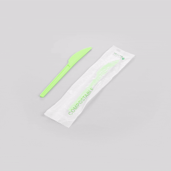 Eco-Friendly Green CPLA Compostable Plastic Knives - Heat Resistant, 6.5 Inch, 250 Count Bulk Box - Perfect for Parties, Picnics & Sustainable Dining