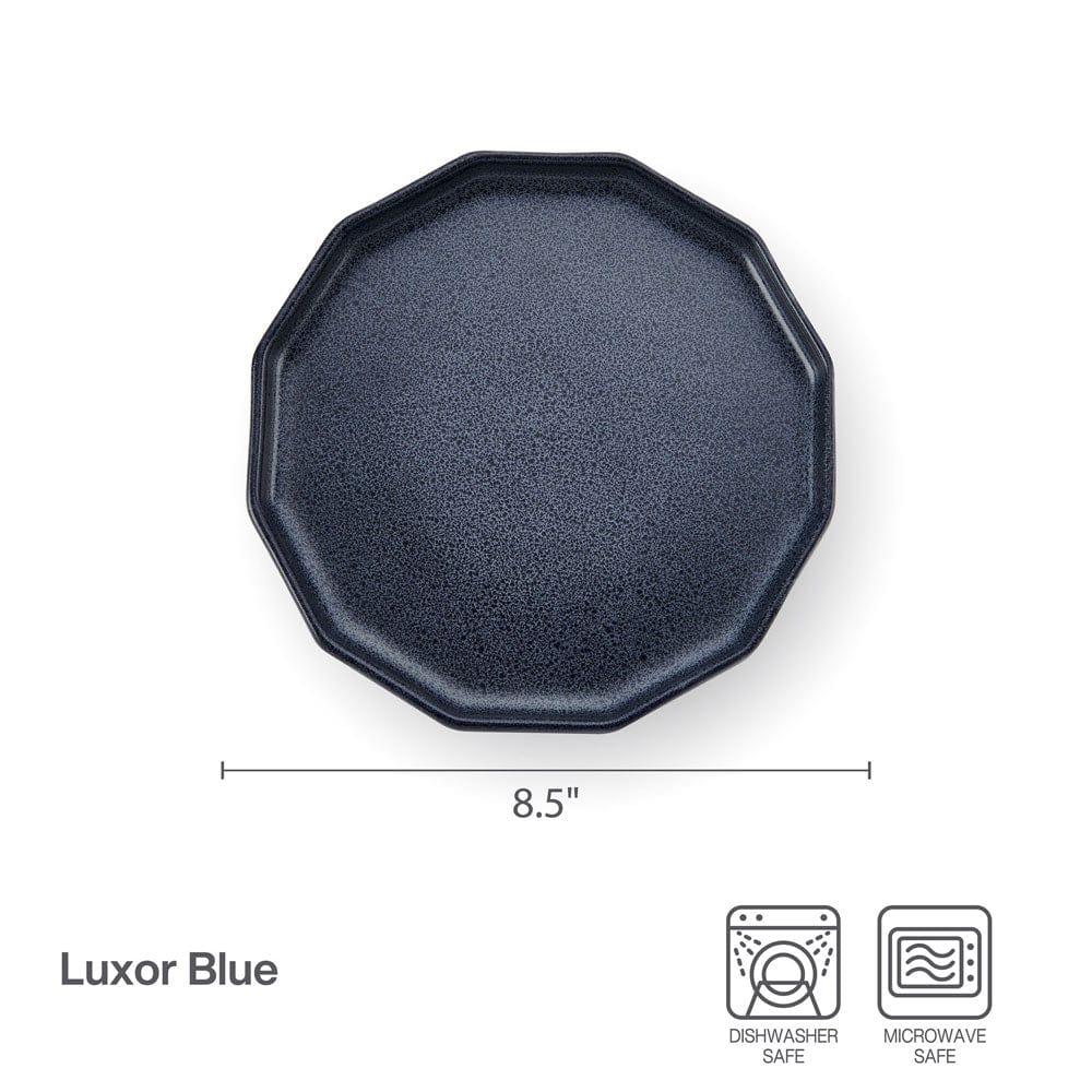 Luxor Blue Set of 4 Salad Plates - Elegant Dinnerware for Salads, Appetizers & Desserts - Perfect for Parties, Weddings & Everyday Dining