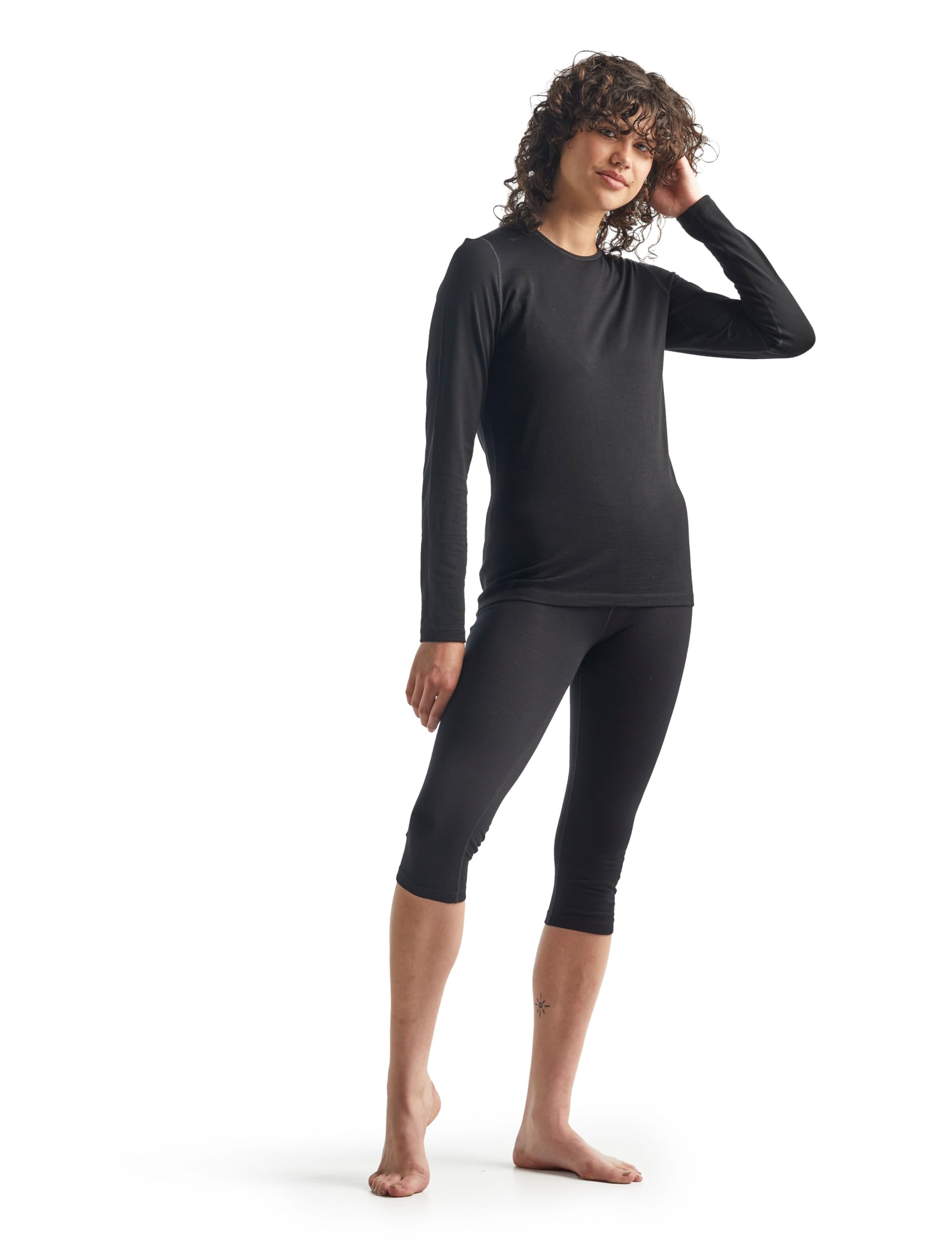 Icebreaker Merino Women's 200 Oasis Cold Weather 3/4 Leggings - Wool Base Layer Thermal Pants for Hiking, Skiing & Winter Outdoor Activities