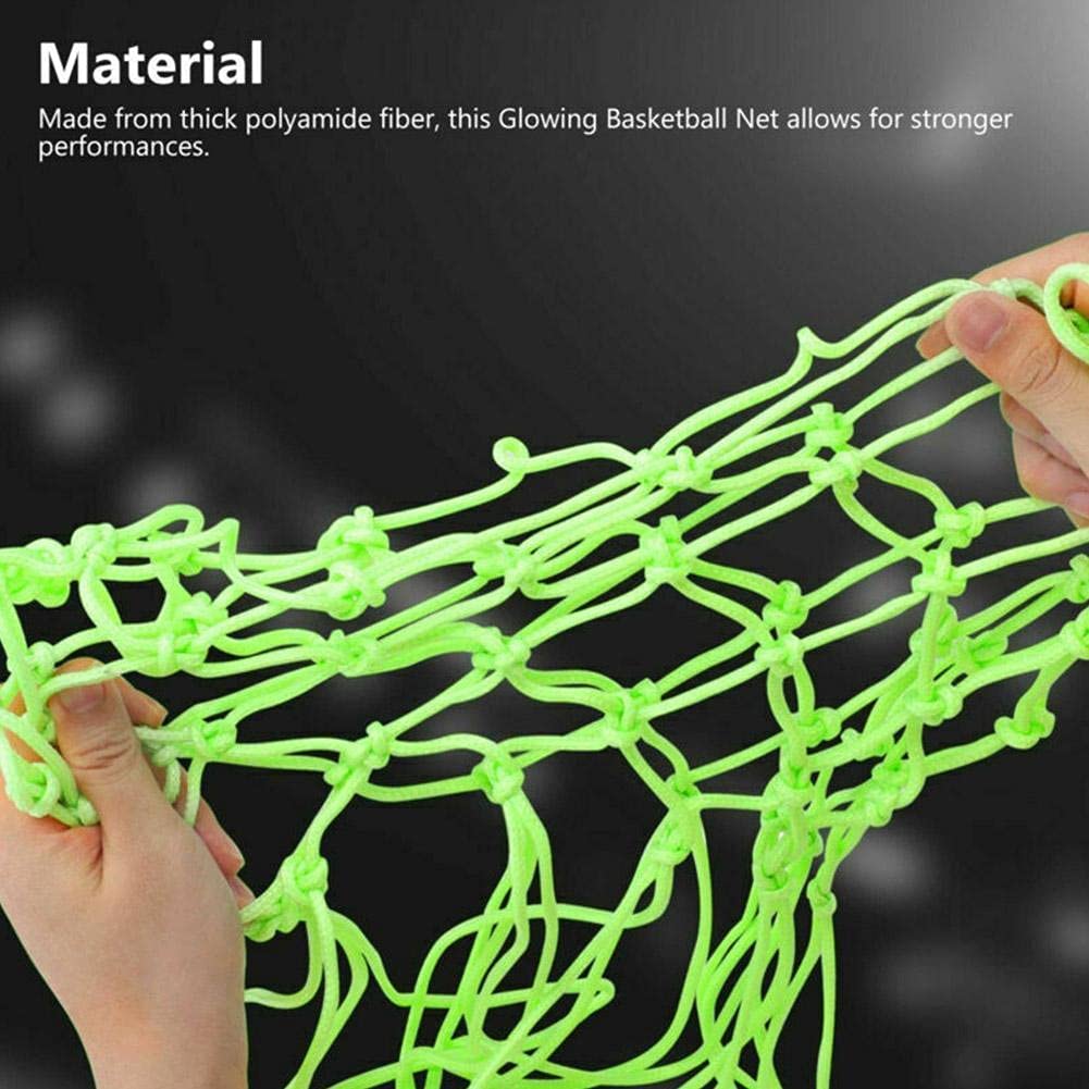 Glow in The Dark Basketball Net - Luminous Replacement Hoop Net for Outdoor & Indoor Use - All Weather Anti-Whip Basketball Goal Net - Perfect for Night Games, Backyard Play & Driveway Practice