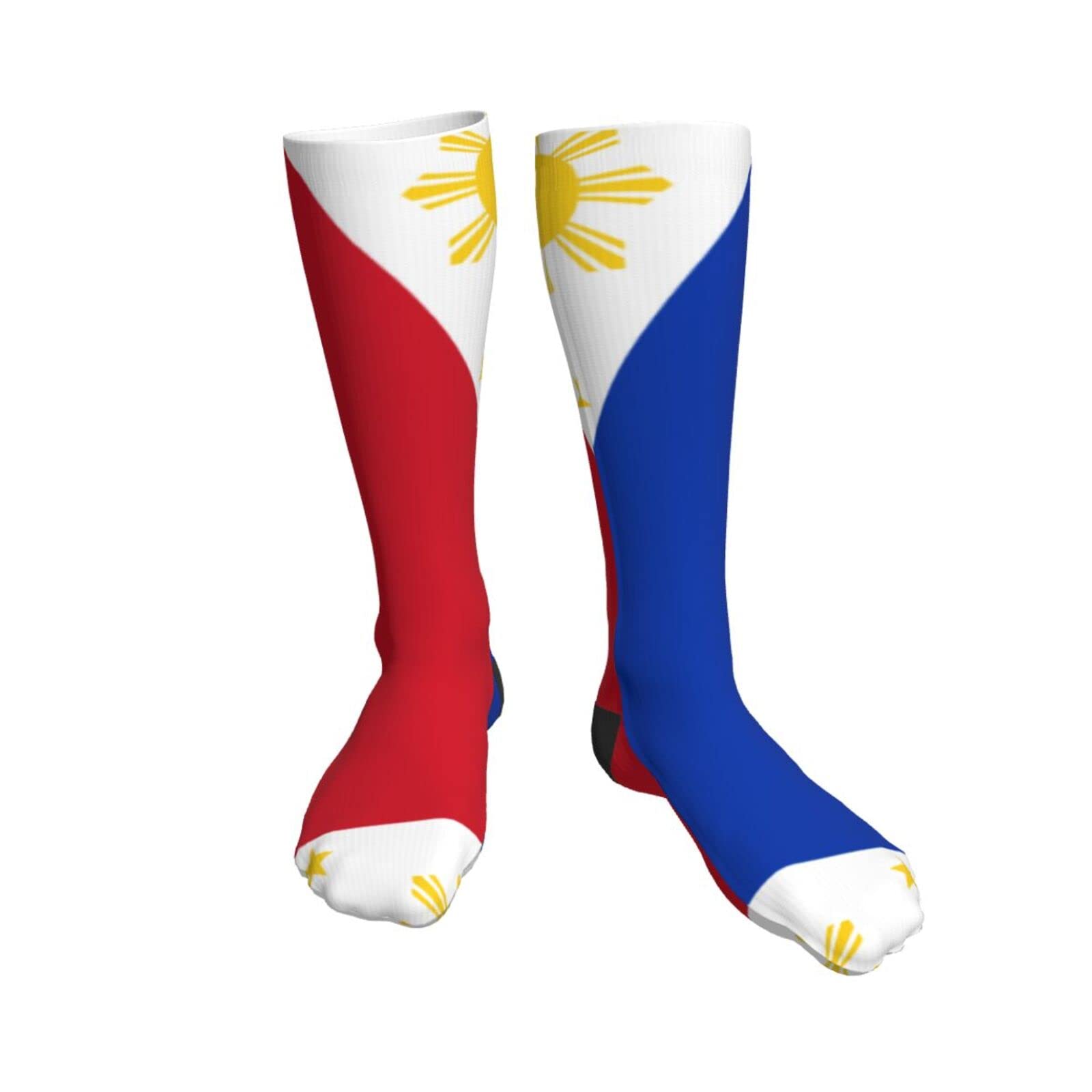 Philippines Flag Knee High Socks - Long Tube Sports Socks for Women & Men | Patriotic Athletic Socks for Running, Hiking & National Pride