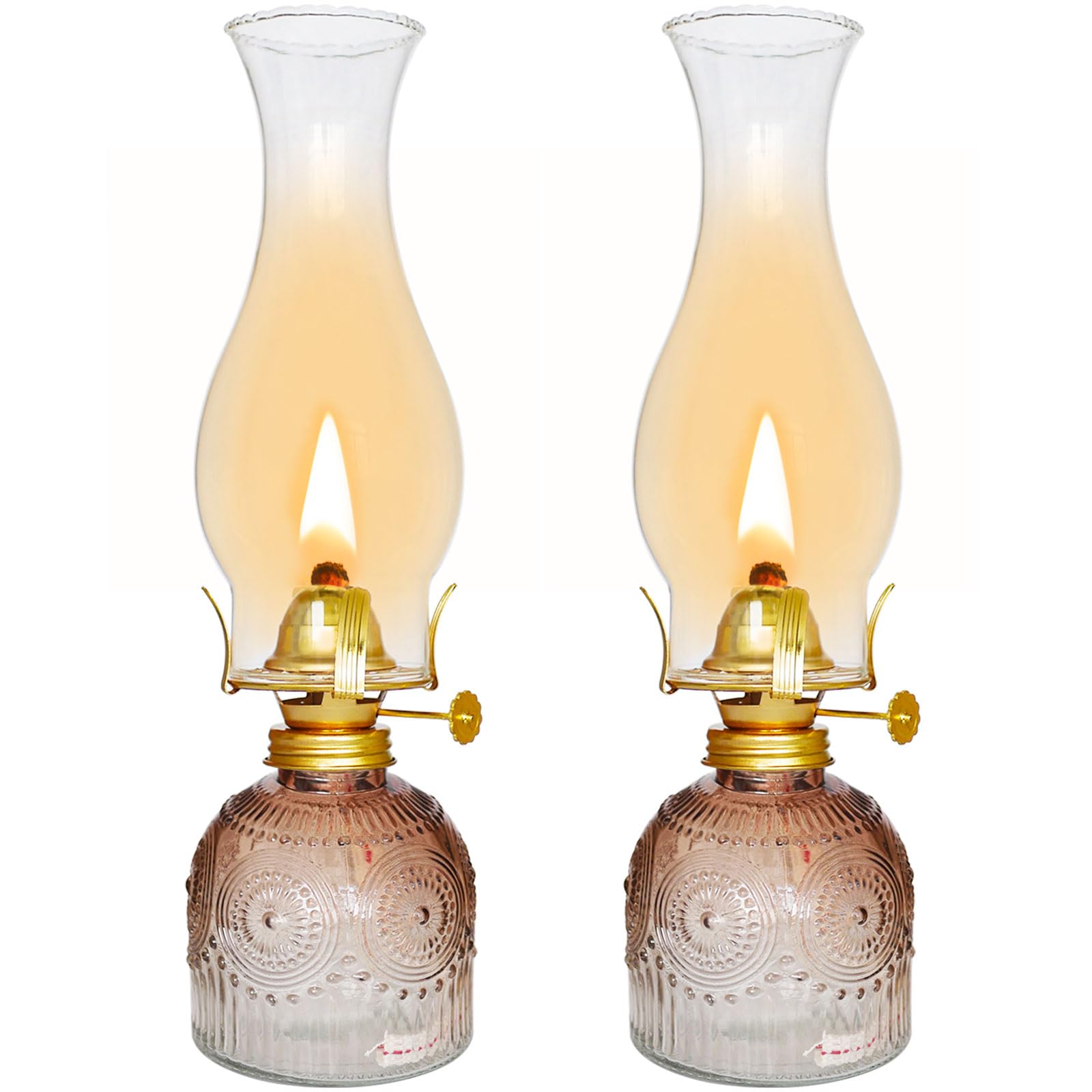 2-Pack Vintage Glass Oil Lamps - 11