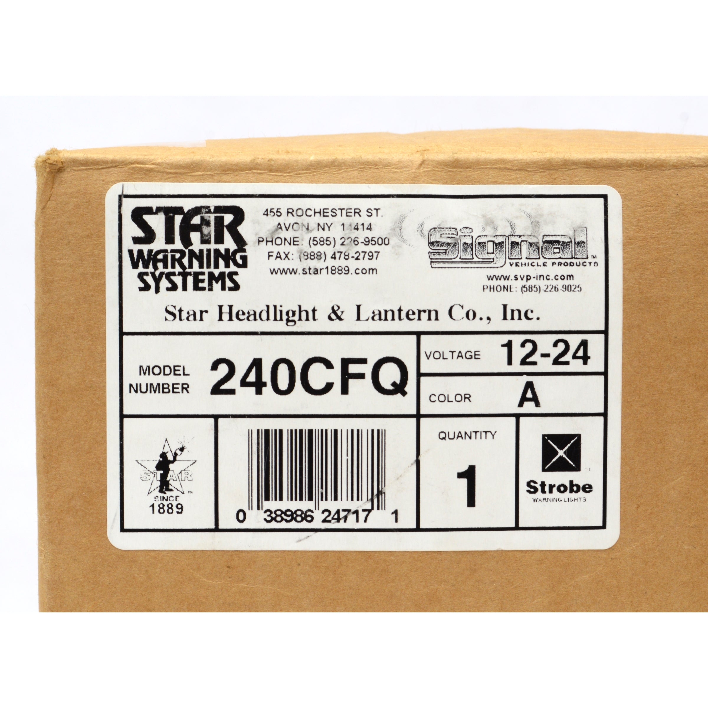 New in Box STAR WARNING SYSTEMS Model 240CFQ Orange Amber Strobe Light - Emergency Vehicle Safety Warning Light for Trucks, Construction & Roadside Work