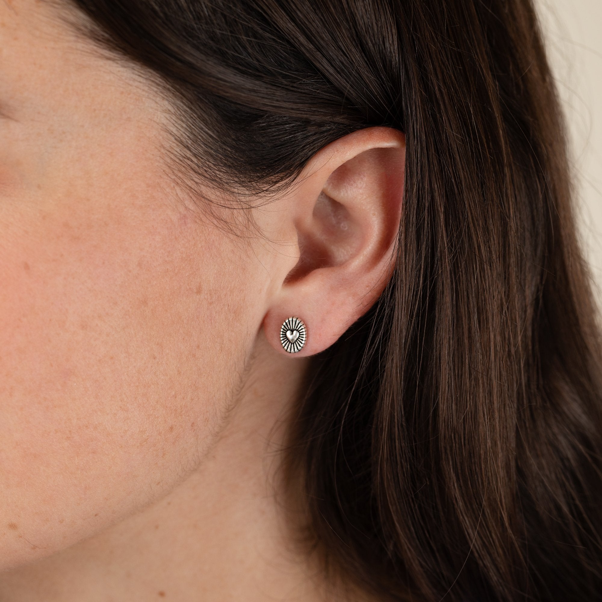 Heart Embossed Stud Earrings for Women - Minimalist Rose Gold Small Hoop Earrings - Perfect for Valentine's Day Gifts, Date Night & Everyday Wear