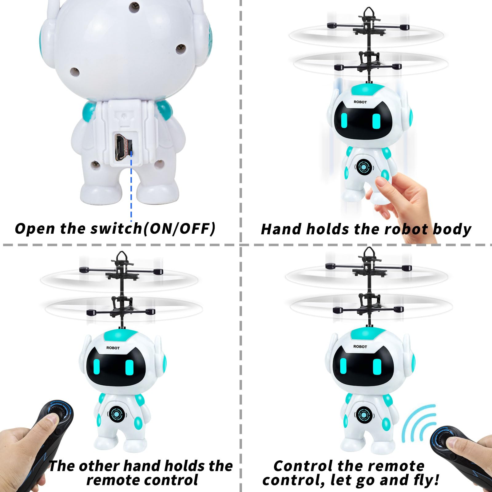 Remote Control Helicopter Drone with LED Lights - RC Flying Toy for Kids Ages 5-12 & Adults - Indoor/Outdoor Mini Drone for Boys & Girls - Birthday Gift Idea for Parties, Backyard Play & STEM Learning