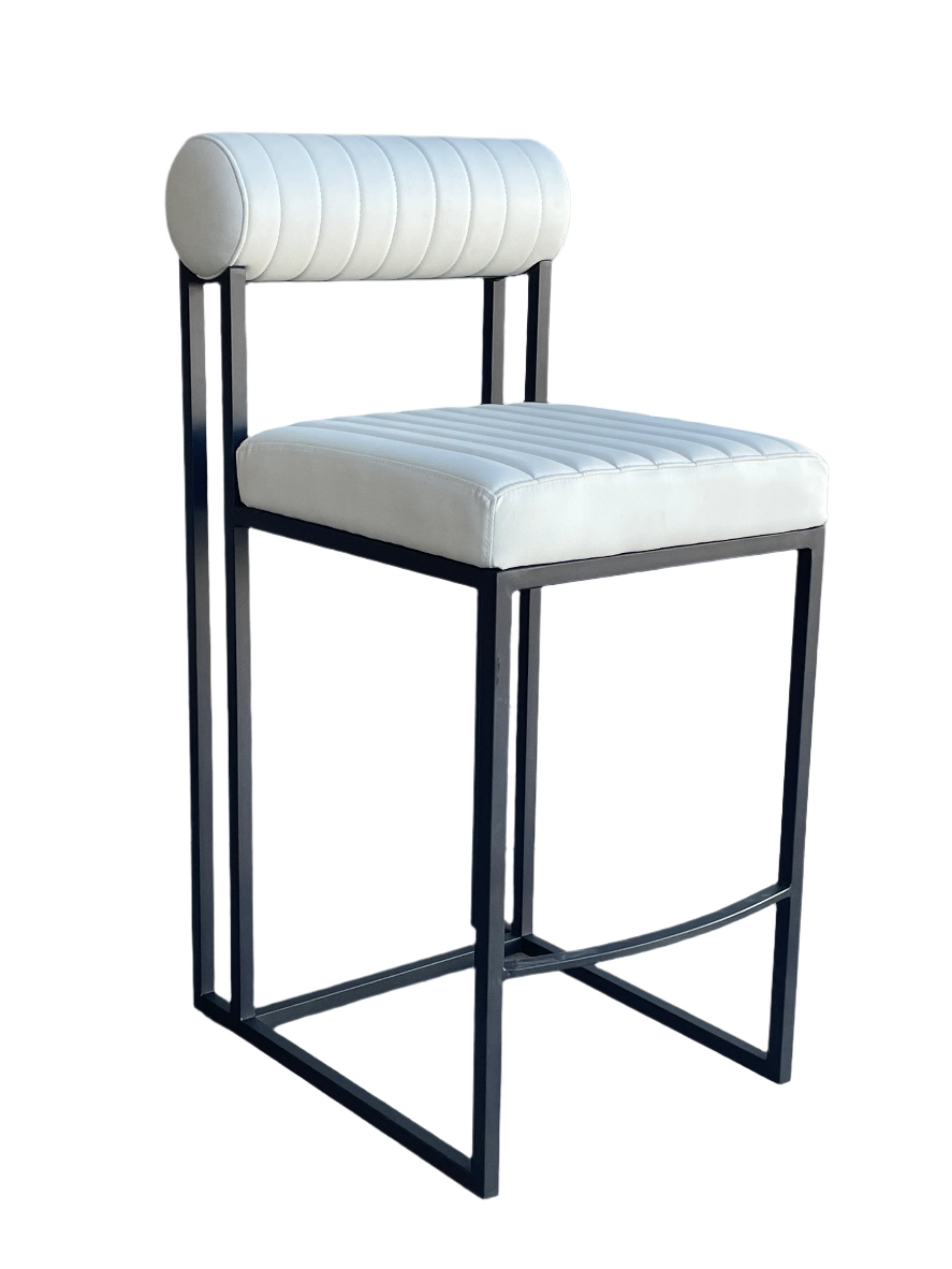 Milo Faux Leather White Counter Height Bar Stool - Modern Kitchen Island & Breakfast Nook Seating for Home & Restaurant Use