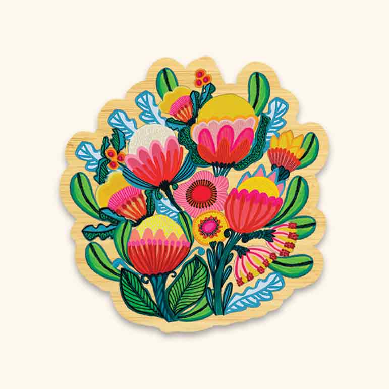 Handmade Wooden Brooch - Floral Bush Bouquet Pin for Women | Perfect for Jackets, Scarves, Hats & Gift Giving