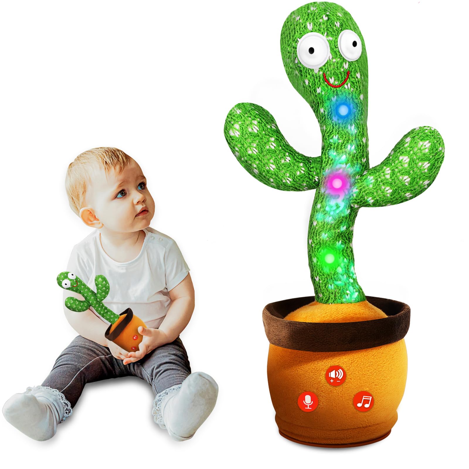Interactive Talking Cactus Toy with Dancing & Music - Adjustable Volume Baby Learning Toy | Fun Easter Gift for Kids, Toddler Educational Doll (Perfect for Birthday Parties, Easter Baskets & Early Childhood Development)