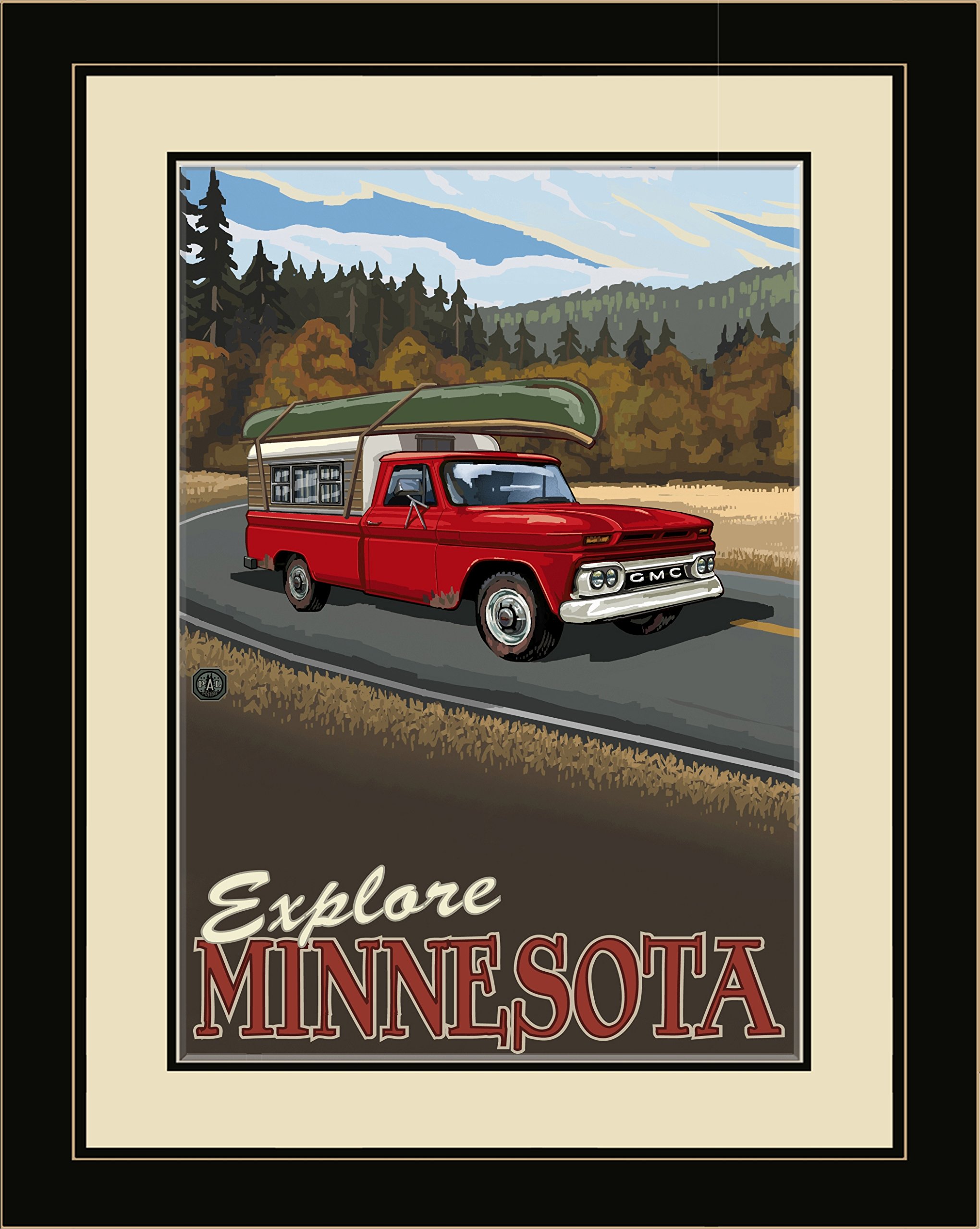 Explore Minnesota Scenic Road Trip Hills Framed Wall Art by Paul A. Lanquist - 20x26 Inch Landscape Painting for Living Room & Office Decor