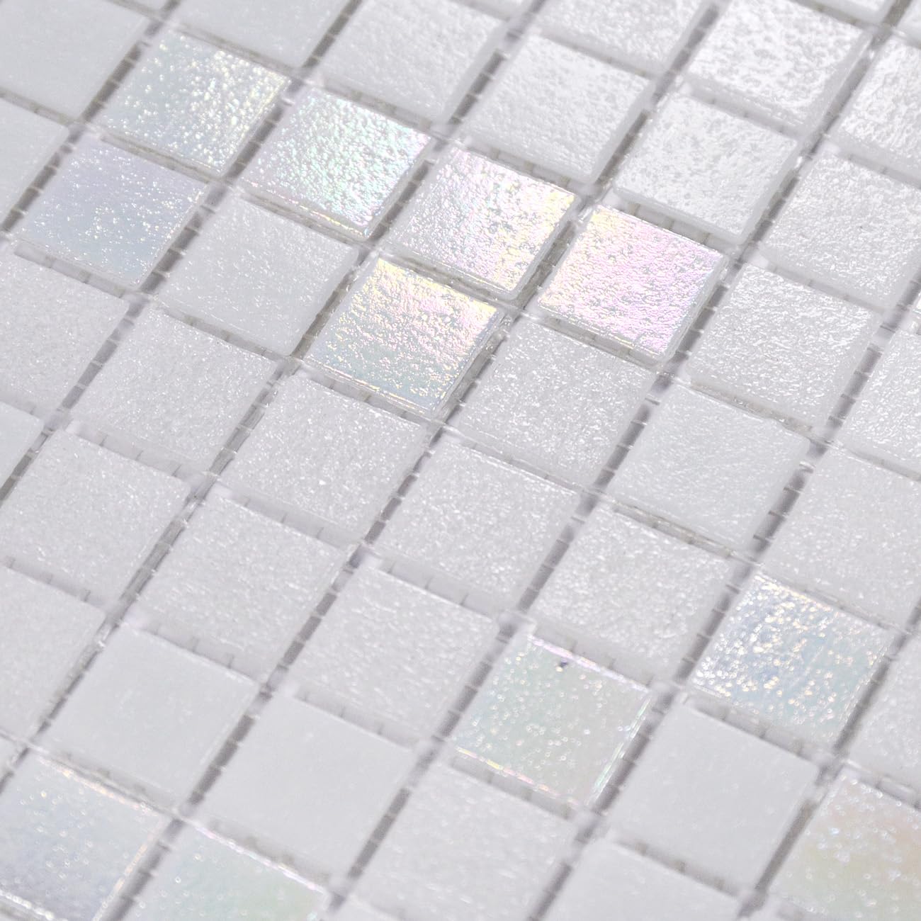 11.5sqft Iridescent Mosaic Tiles - Peel and Stick Waterproof Bathroom Floor & Wall Tile, Kitchen Backsplash, Shower, Fireplace Accent - Perfect for Home, Hotel, Restaurant, Pool Renovation (10pcs, Mixed White)