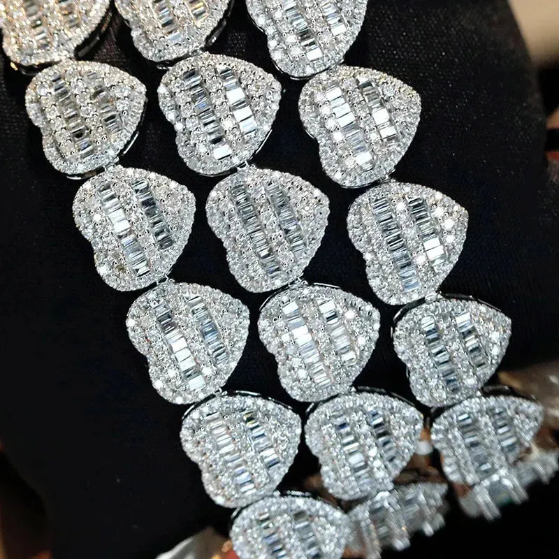 18K White Gold 5.5ct Real Diamond Heart Bracelet for Women - Luxury Wedding, Engagement & Party Jewelry | Elegant Gift for Anniversary, Valentine's Day & Special Occasions