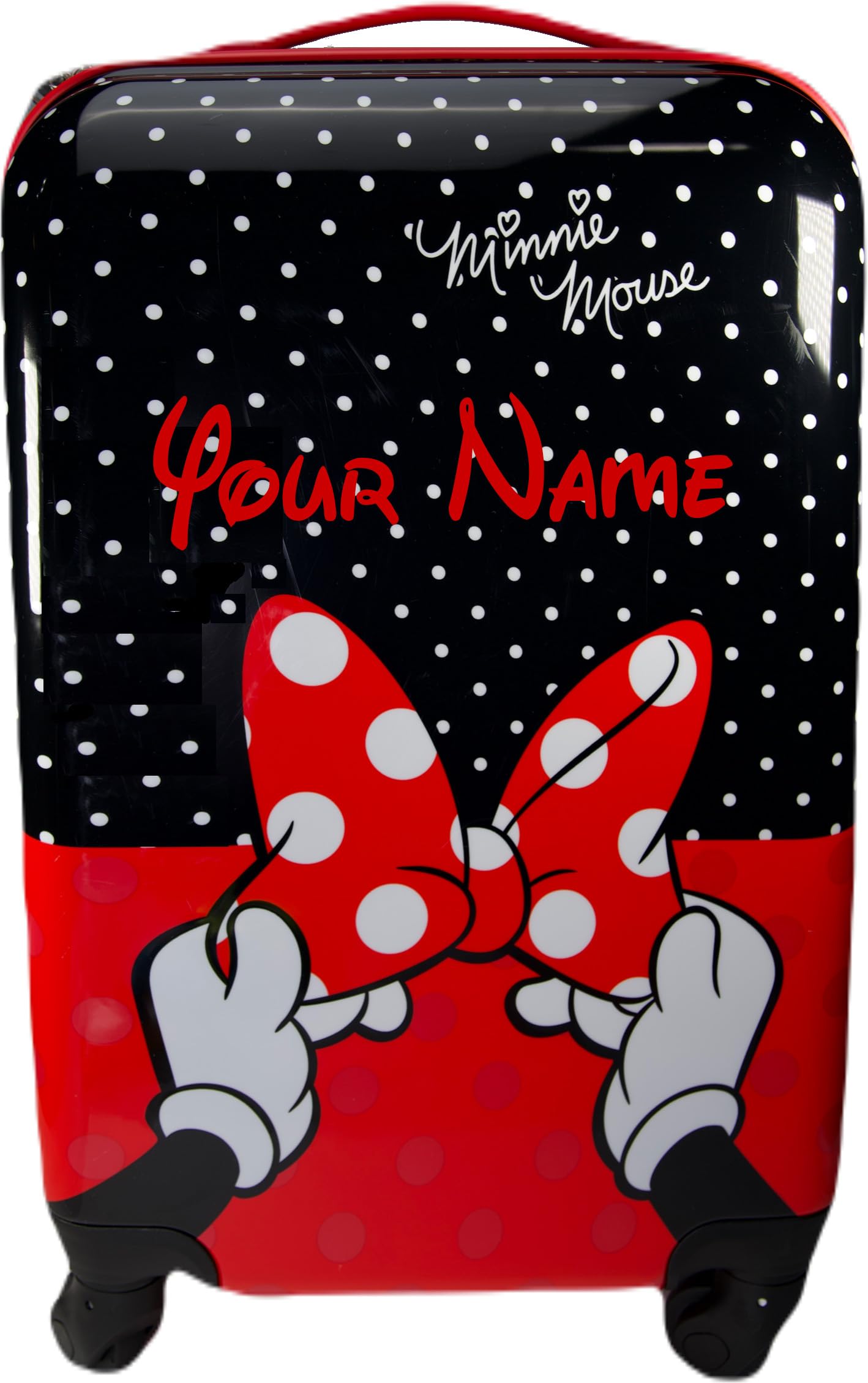 Disney Minnie Mouse Kids Hardshell Spinner Suitcase - Personalized Carry-On Luggage with Name for Travel, Birthday Gifts & Vacation Accessories | Perfect for Airplane Trips, School Sleepovers & Family Vacations