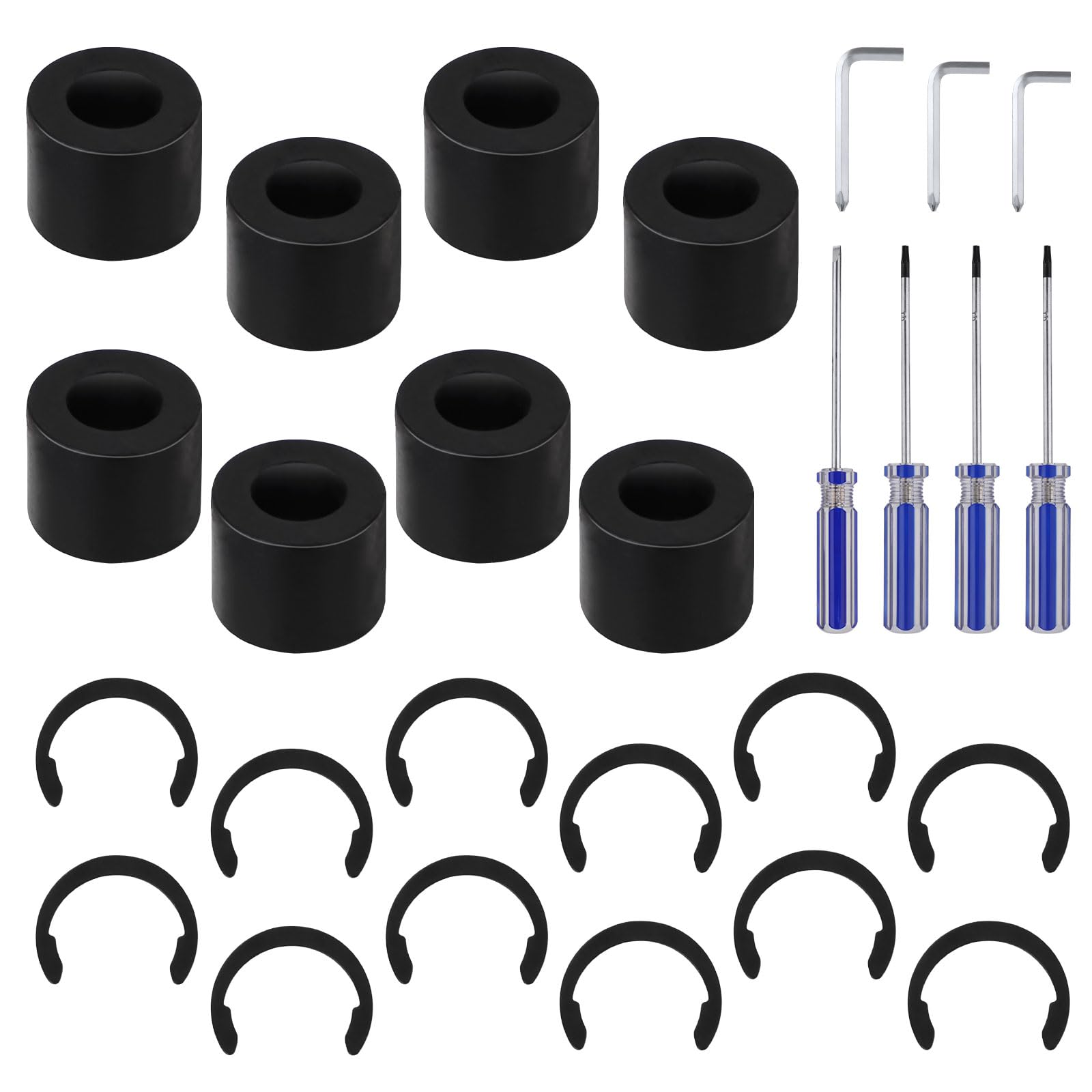 8-Piece Rubber Roller Set for Cricut Maker with 12 Replacement Retaining Clip Rings - Prevent Rubber Slippage - DIY Repair Parts Kit for Crafting, Vinyl Cutting, and Scrapbooking Projects