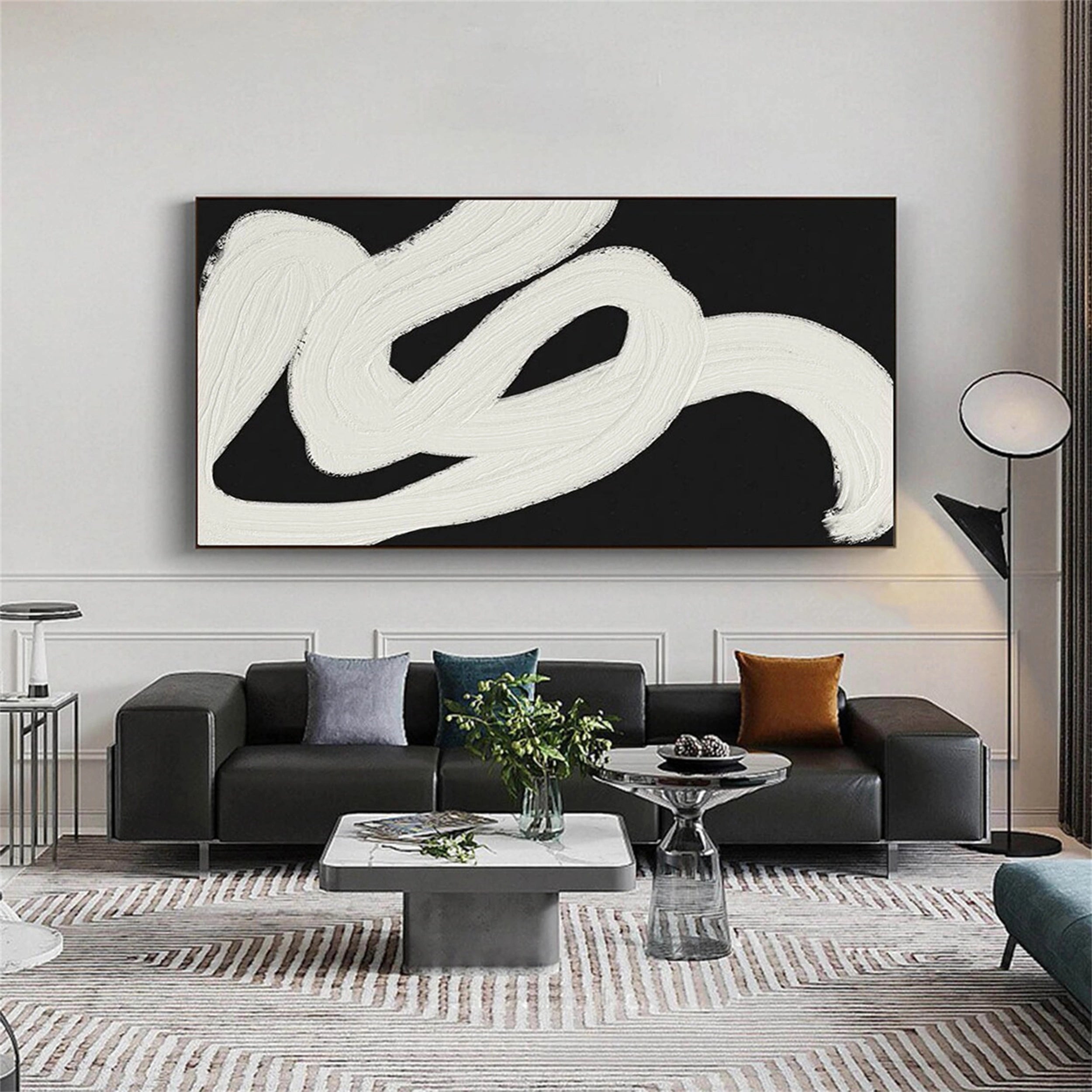 Modern Black and White Textured Minimalist Wall Art Print #MZ066 - Perfect for Living Room, Bedroom & Office Decor