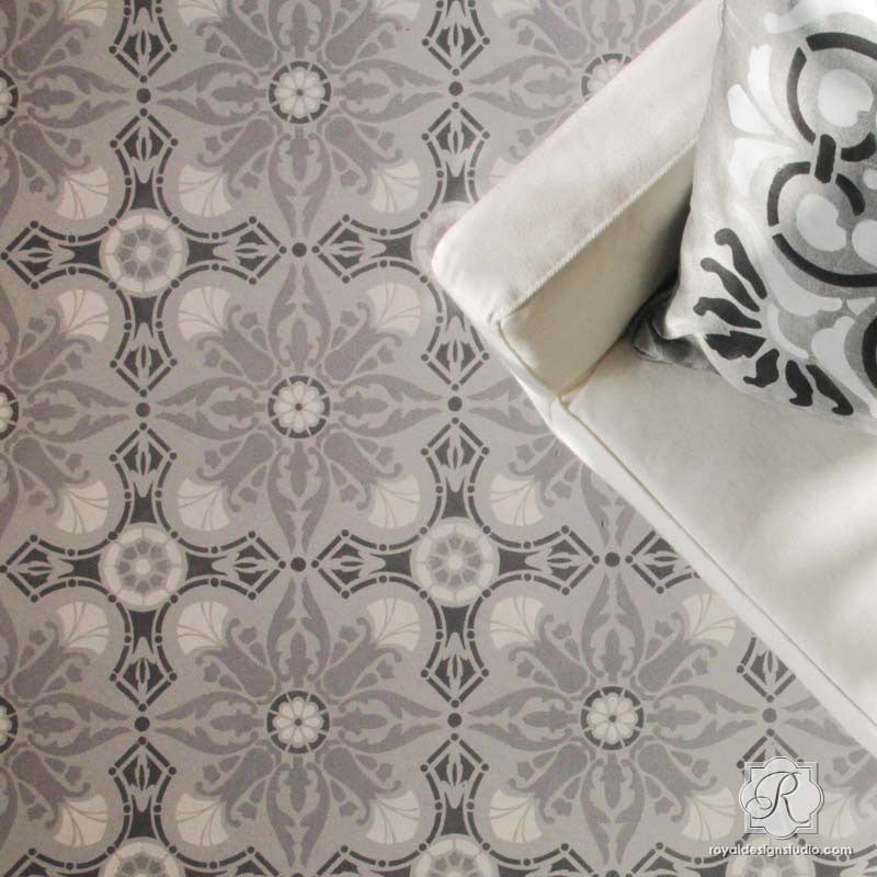 Marisol Damask Tile Stencil - Reusable DIY Wall & Floor Stenciling Kit for Home Decor, Bathroom, Kitchen Backsplash - Perfect for Painting Patterns on Ceramic, Wood, Concrete Surfaces