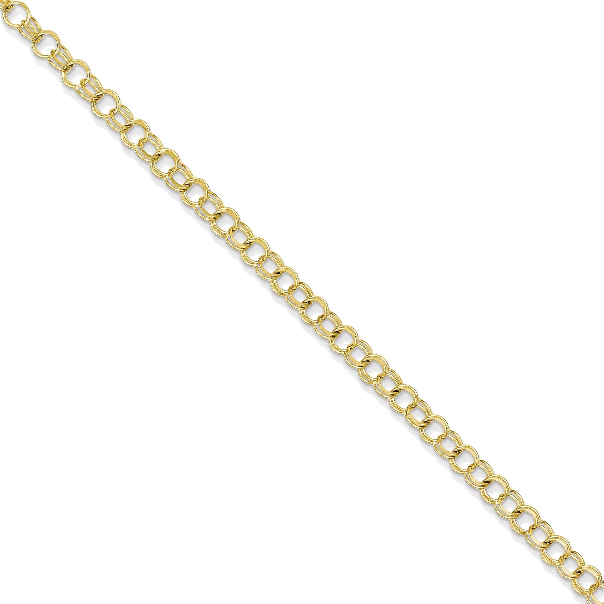 10K Yellow Gold Solid Double Link Charm Bracelet for Women - Elegant Bonyak Jewelry for Everyday Wear, Gifts & Special Occasions