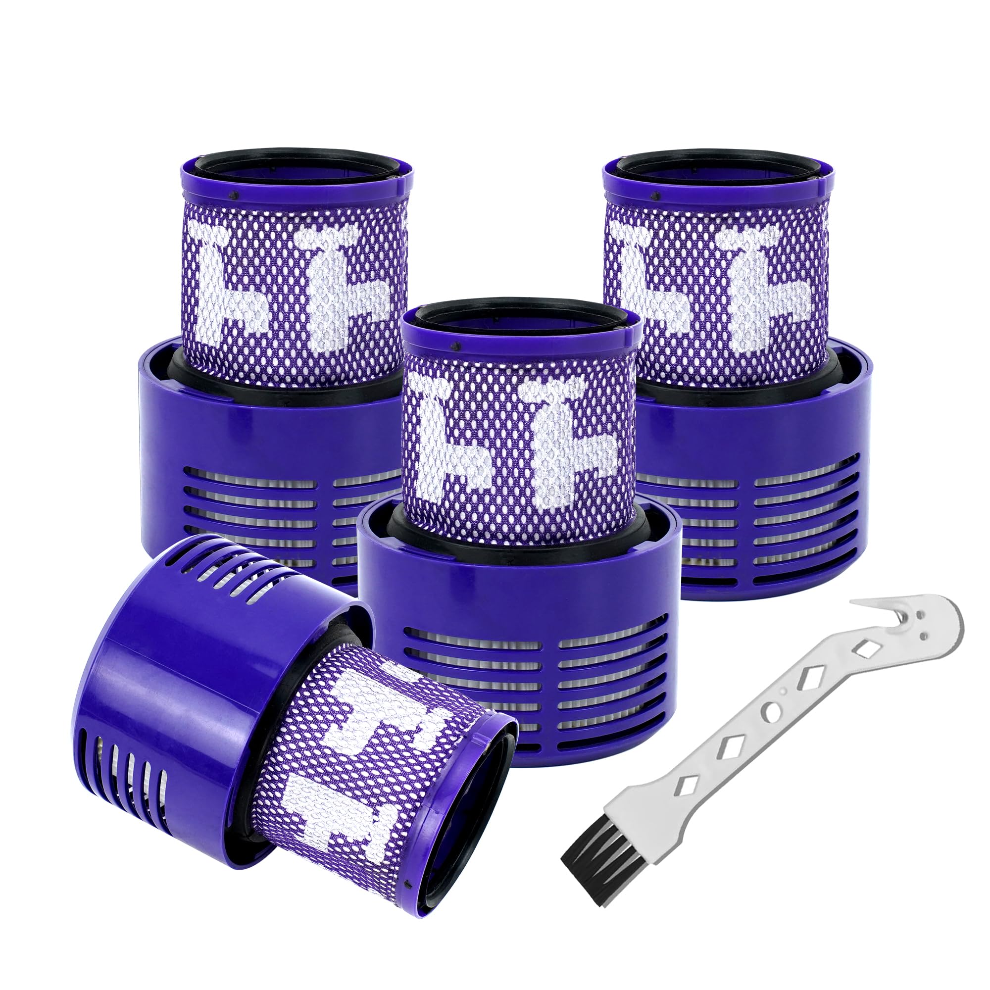 ATXKXE V10 Replacement Filters - 4 Pack HEPA Filters & Cleaning Brush Compatible with Dyson V10 Cyclone Vacuum - Perfect for Pet Hair, Allergies & Home Cleaning