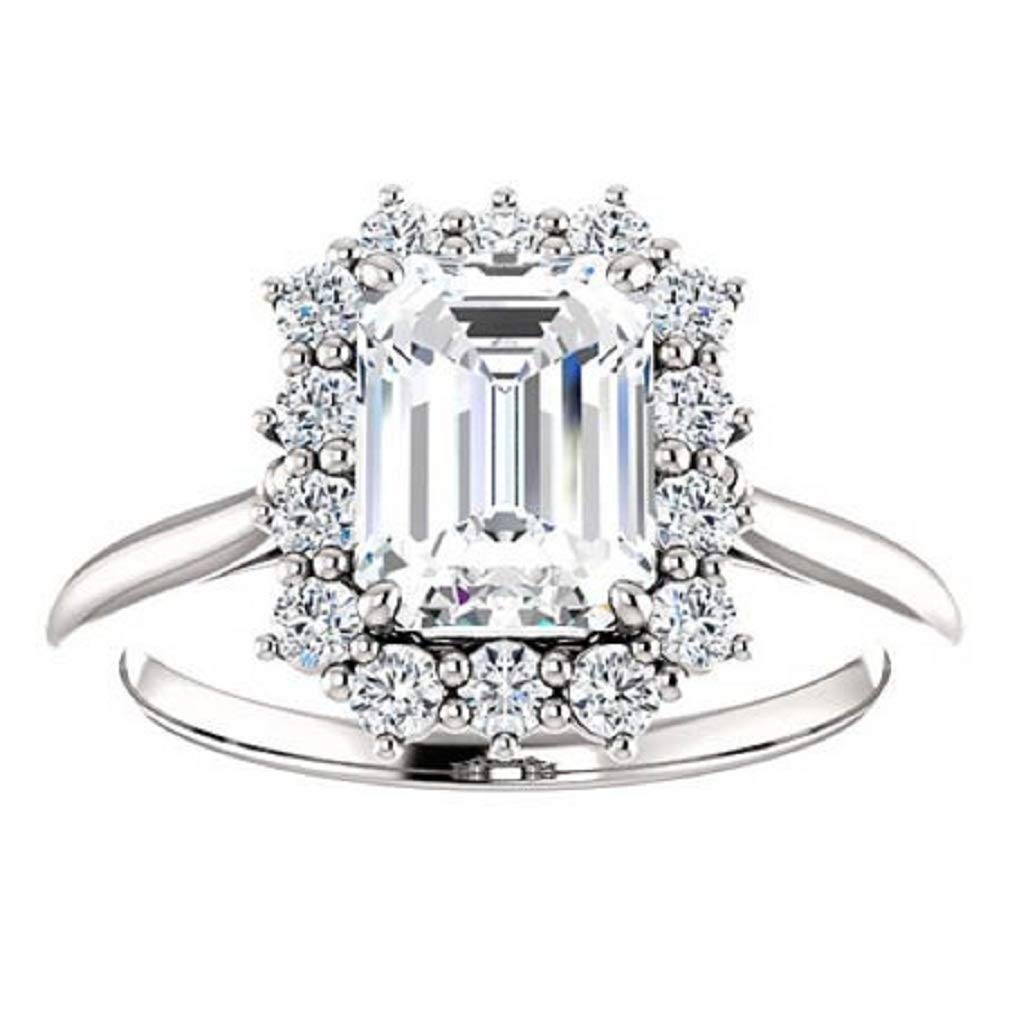 Emerald Cut 5.00CT Moissanite Bridal Ring Set - VVS1 Clarity, Colorless, 925 Sterling Silver - Perfect Engagement & Wedding Jewelry Gift for Her - Ideal for Proposals, Anniversaries, and Special Occasions