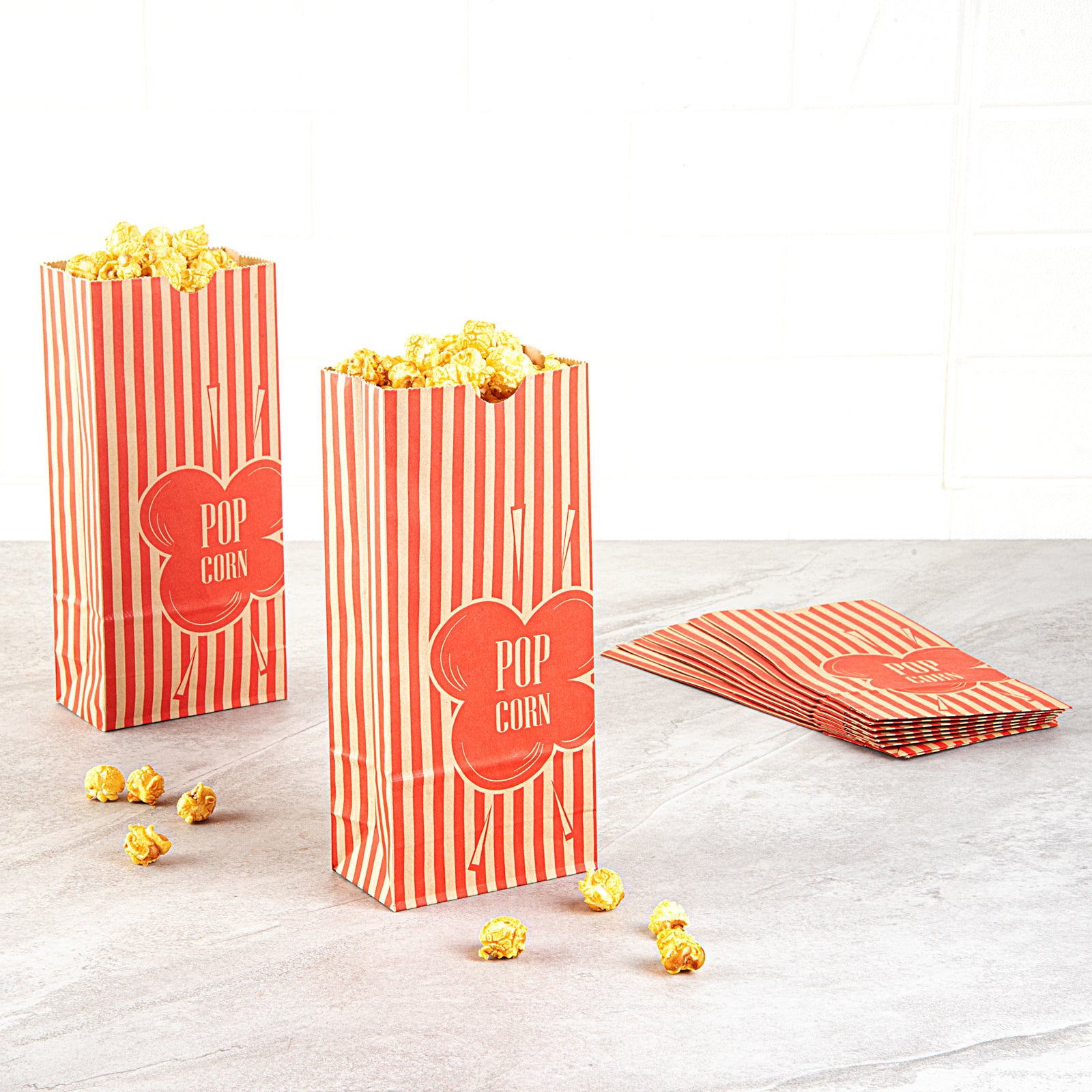 Bag Tek 2 oz Red & Kraft Paper Popcorn Bags - 5.25