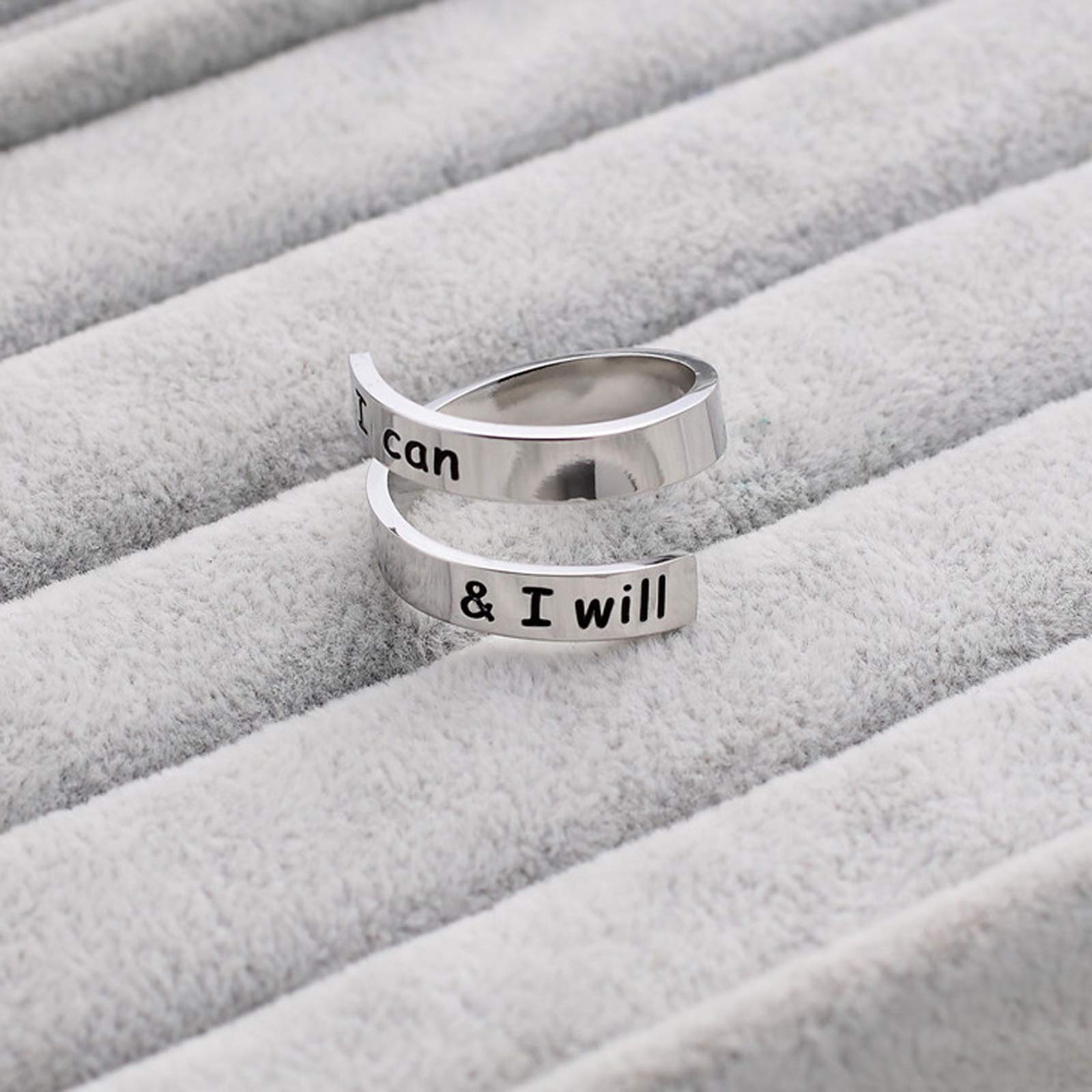 Inspirational Rings for Women - Stainless Steel Spiral Wrap Twist Ring - Personalized Encouragement Jewelry - Birthday Gifts for Her - Perfect for Daily Wear, Motivational Gifts & Special Occasions